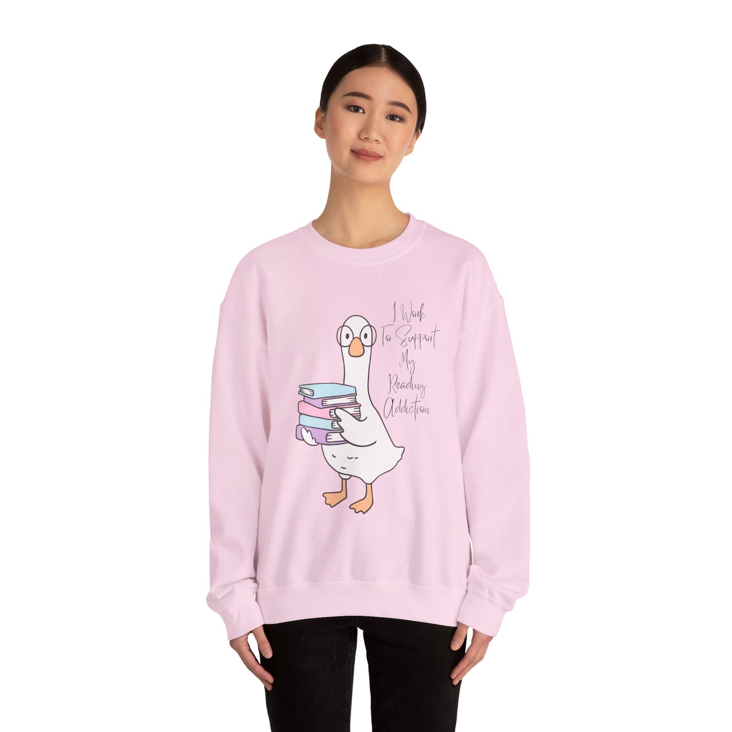 I Work to Support My Reading Addiction Sweatshirt, Perfect Gift for Book Lovers, Literary Apparel, Cozy Reading Gift, Cute Bookworm Crewneck