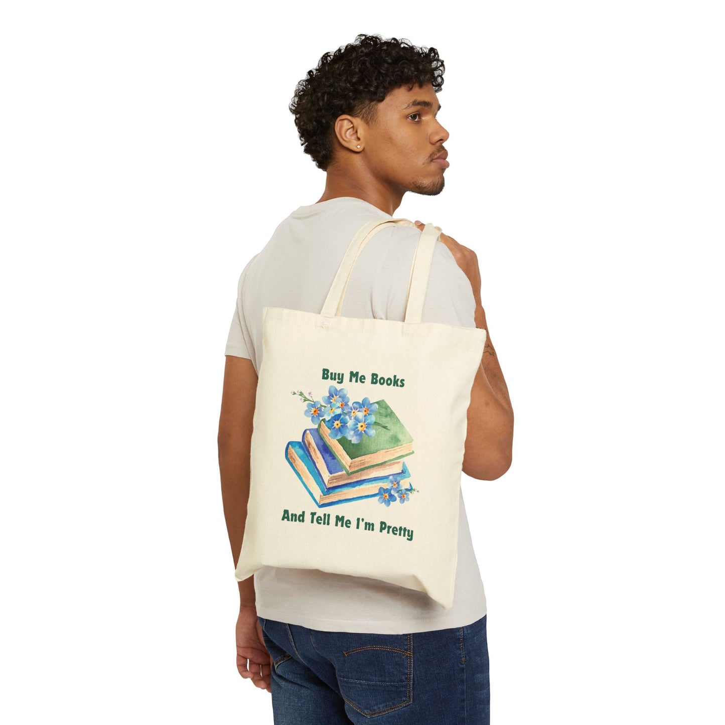 Buy Me Books Cotton Canvas Tote Bag, Literary Gift, Book Lover Bag, Eco-Friendly Shopping Tote, Reading Enthusiast Accessories