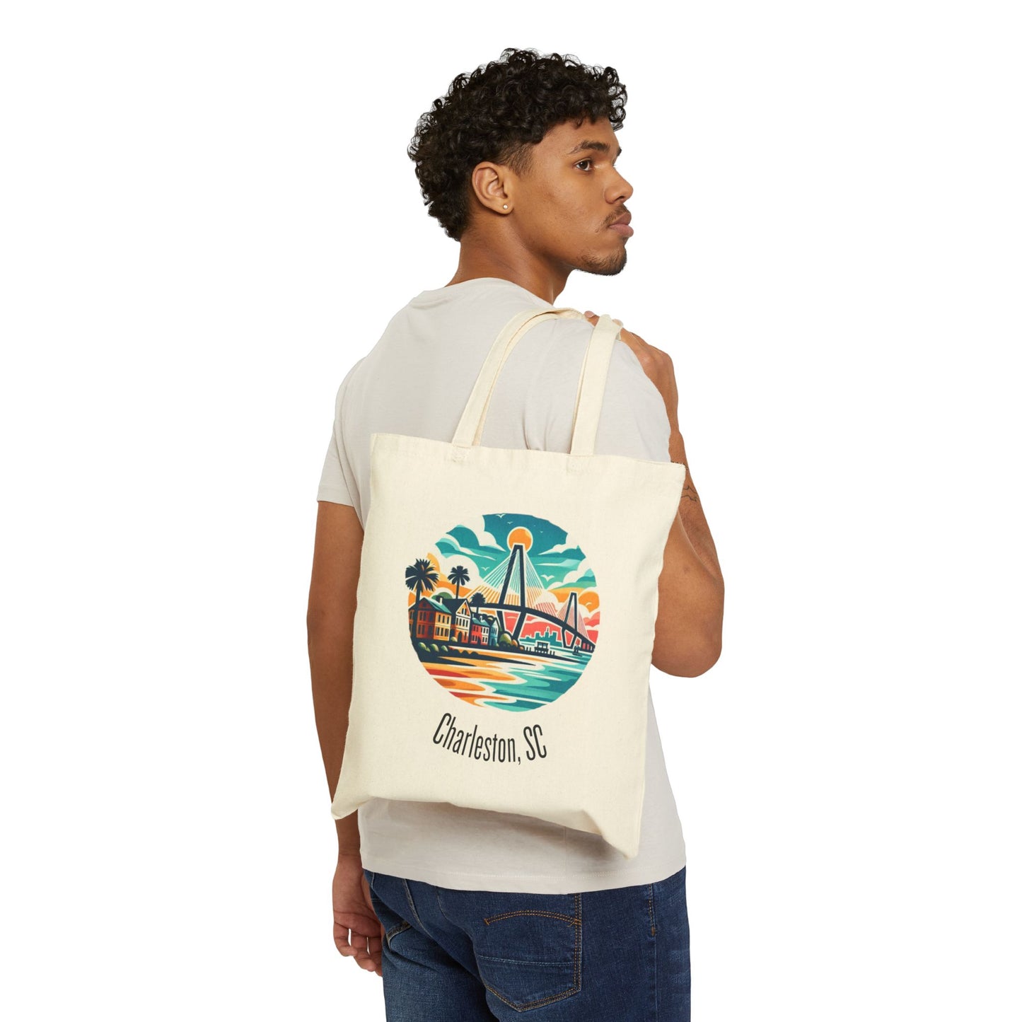Charleston SC Cotton Canvas Tote Bag | Eco-Friendly Shopping, Beach Day Essentials, Travel Accessory, Gift for Travelers