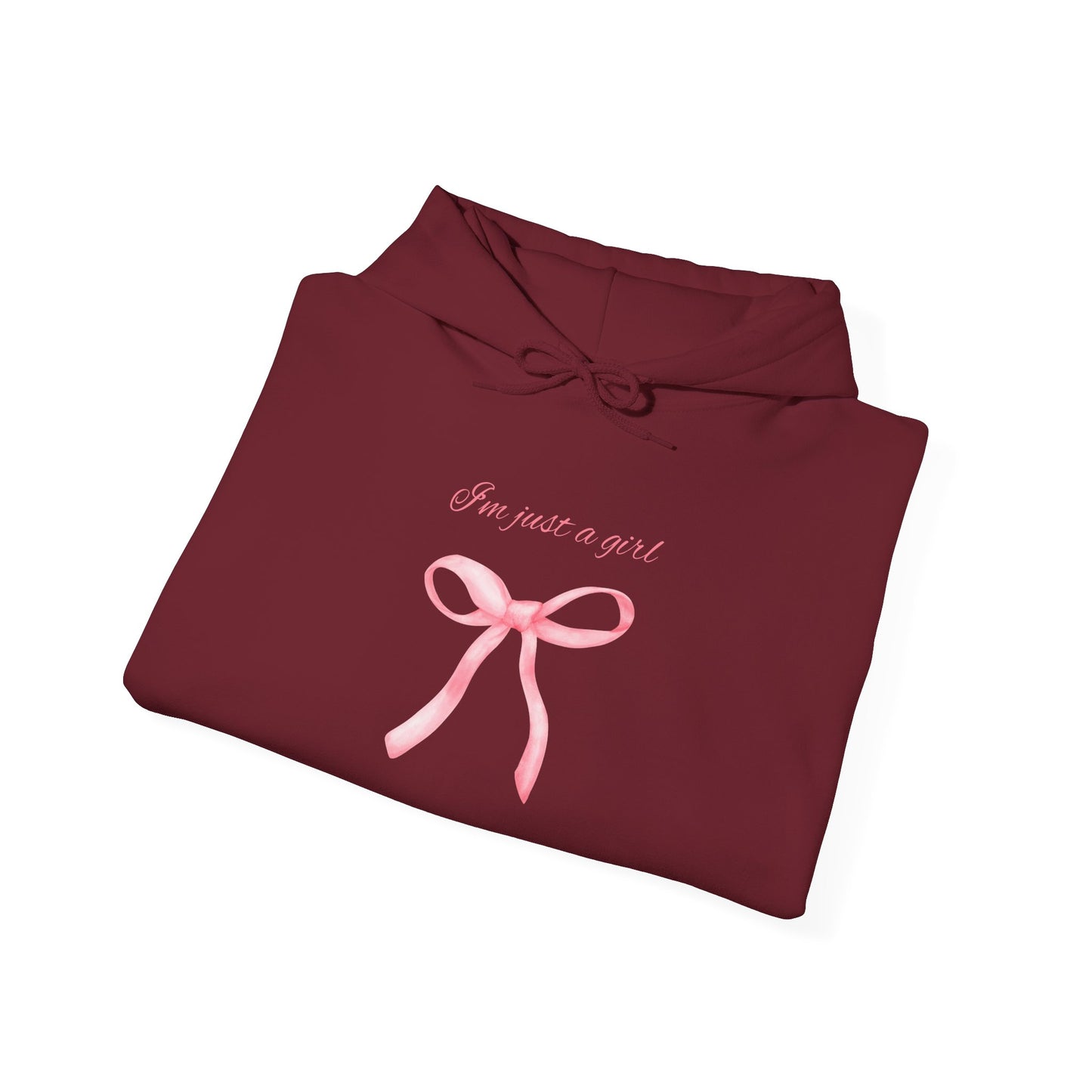 I'm Just a Girl, Pink Bow Sweatshirt Hooded Sweatshirt, Cozy Hoodie, Perfect Gift for Pink Bow Lovers