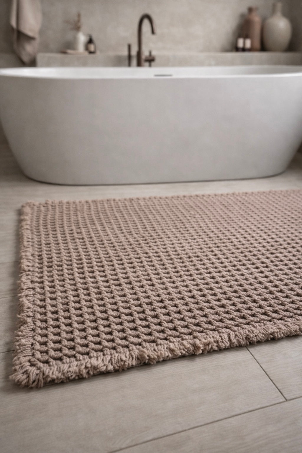 Siena Bath Mat – Neutral Textured Bathroom Rug