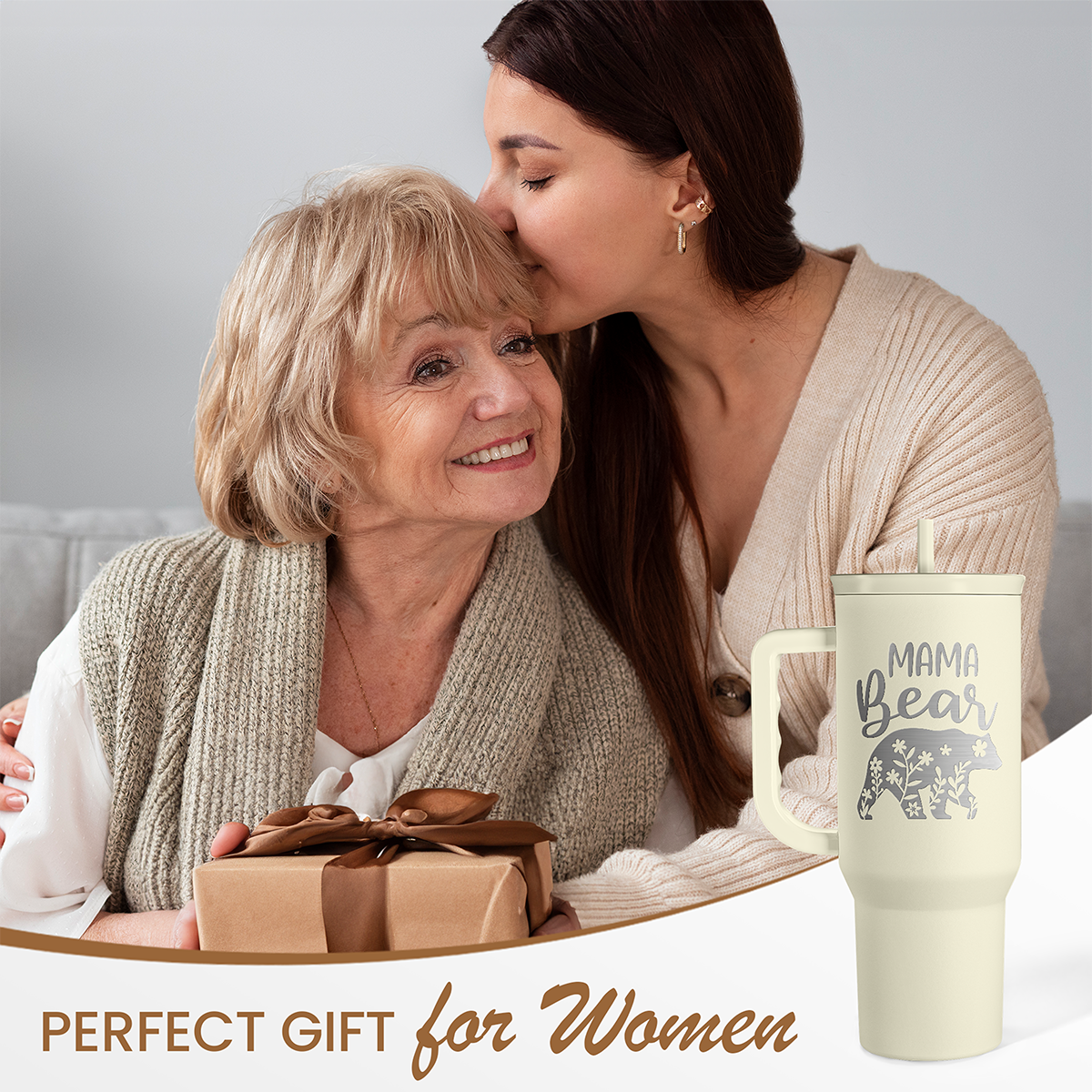 Beige Mama Bear Slidemate | Slider Tumbler with Handle 40oz