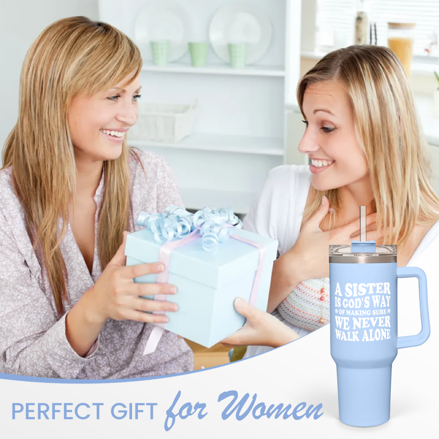 Blue Sister Quencher Tumbler with Handle 40oz