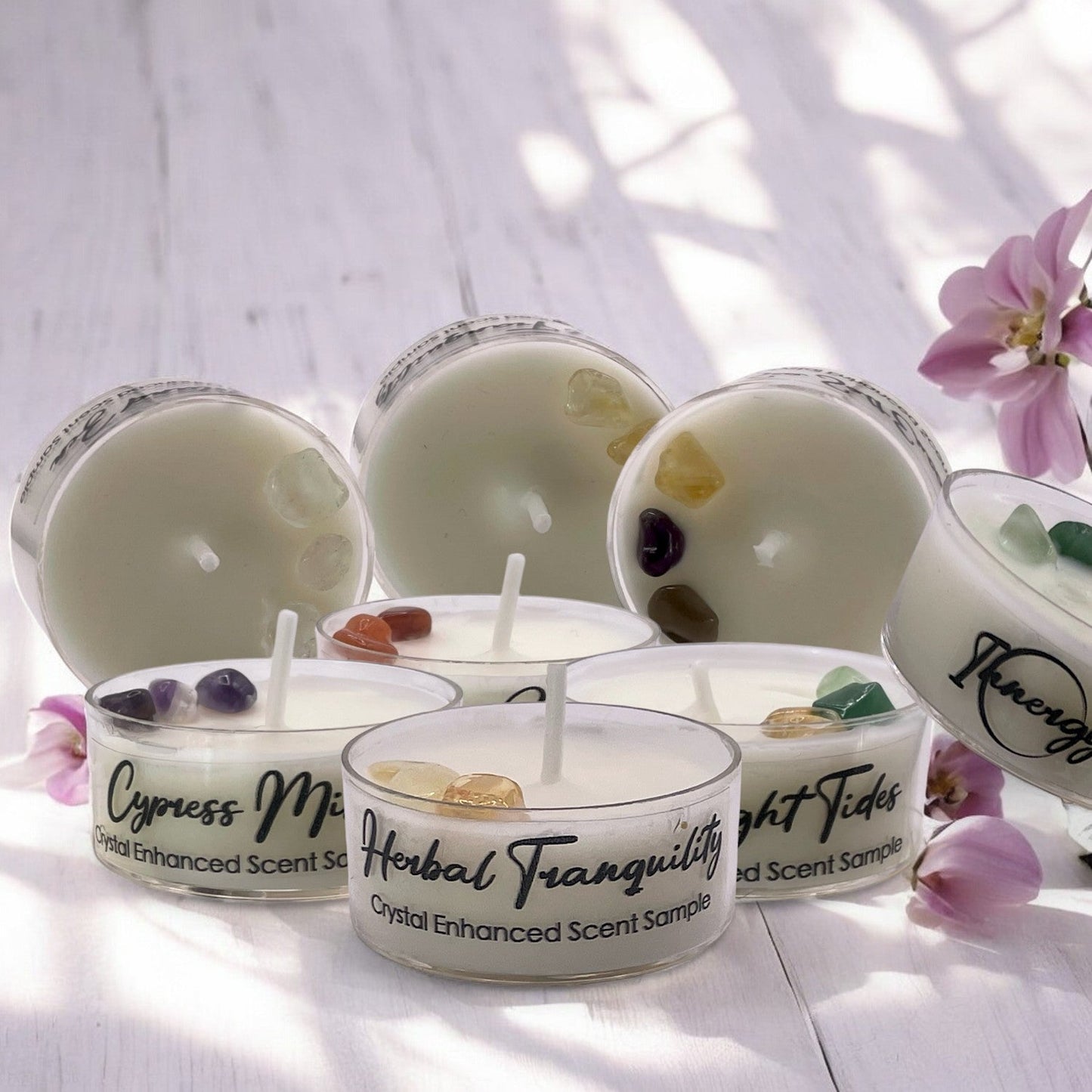 Mountain Air, Premium Coconut-Soy Wax Tea Light Crystal Candle, 1oz