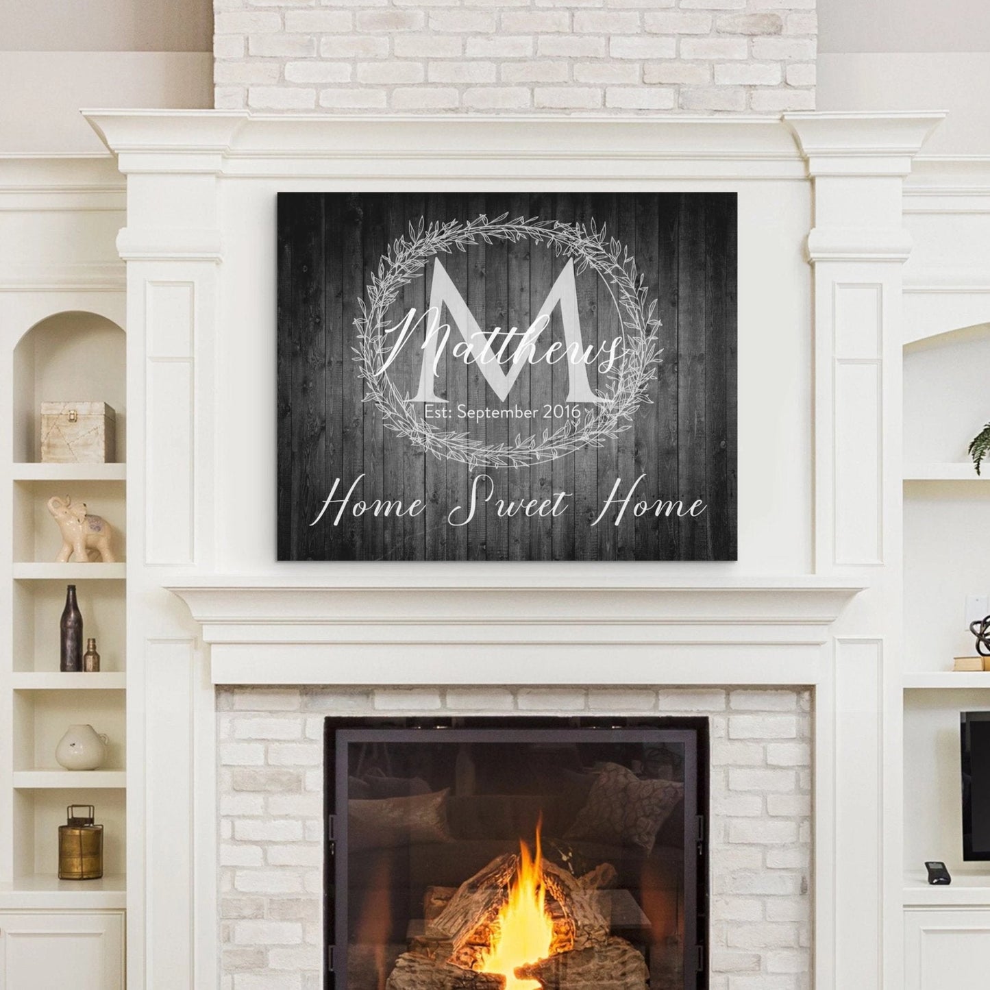 Home Sweet Home Dark Monogram Sign