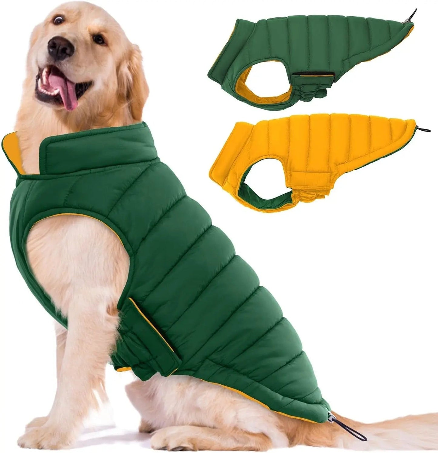 Lelepet Waterproof Reversible Dog Coat – Winter Puffer Vest, 2-in-1, XS-3X