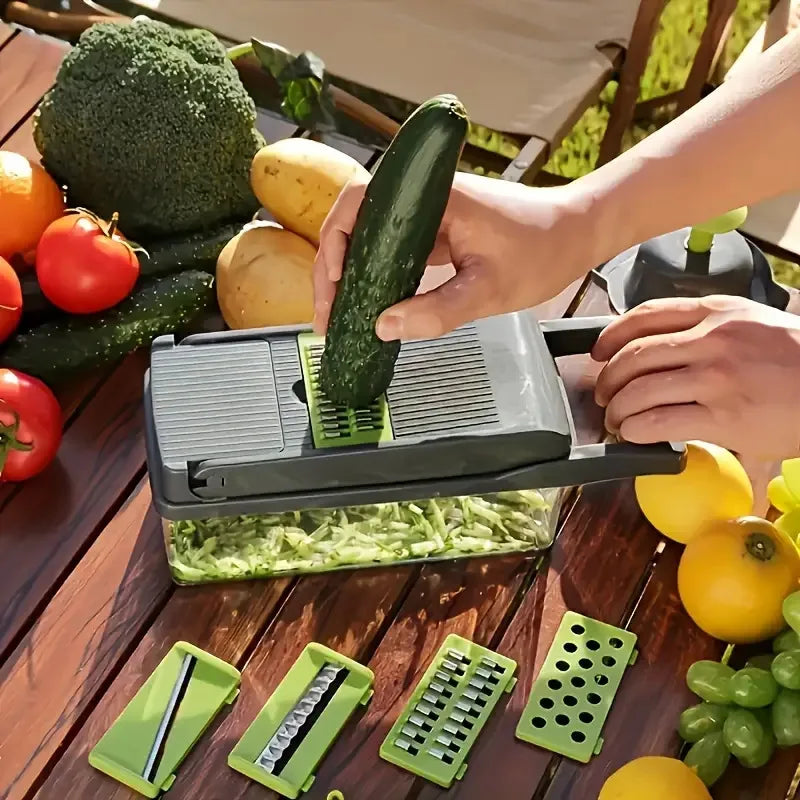 14-Piece Multifunctional Vegetable Grater & Slicer Set — Potato Shredder, Dicer, Kitchen Gadget