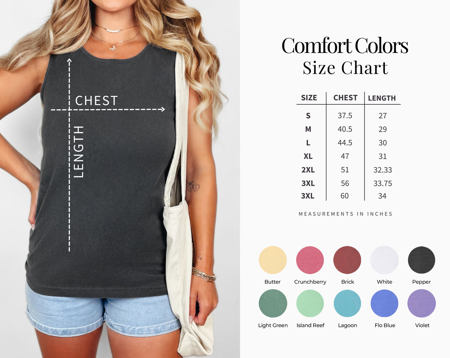 Seashell Lake Beach Comfort Colors Tank Top – Mountain Hiking Camping Vacation Nature Graphic