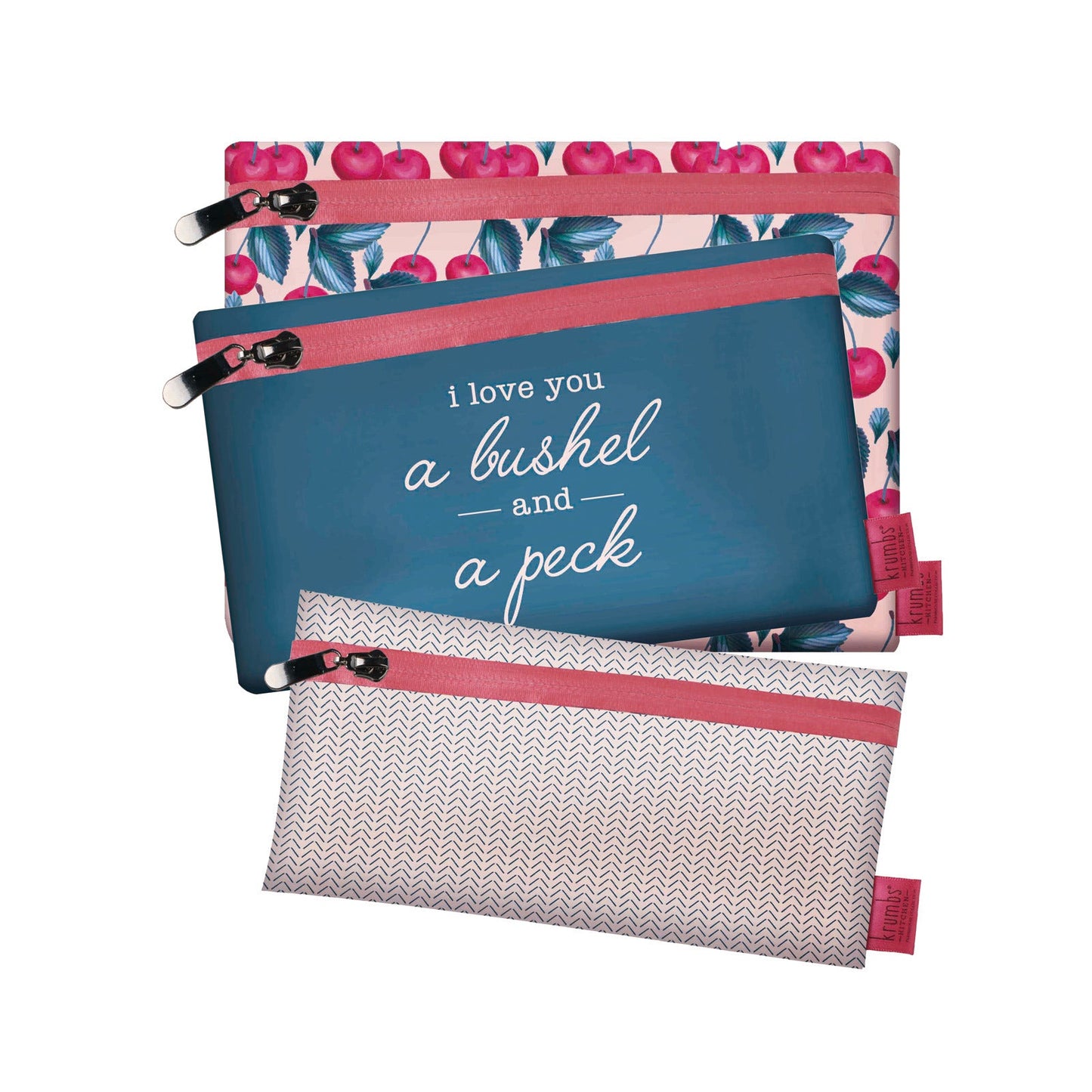 Krumbs Kitchen® Farmhouse Fresh Zips Reusable Storage Bags (3-Pack)