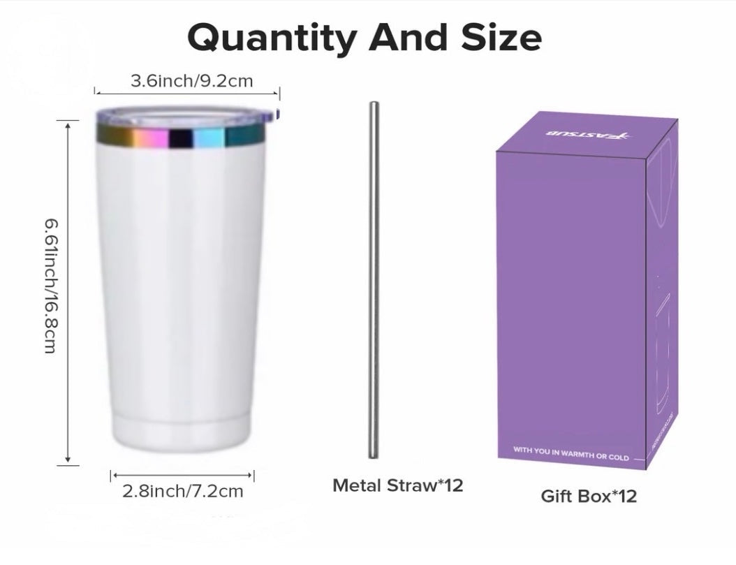 20oz Rainbow Stainless Steel Pet Portrait Tumbler