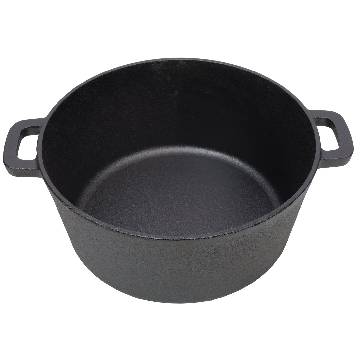 2 in 1 Pre-Seasoned Cast Iron Dutch Oven With Dual Handles, Outdoor Camping Deep Pot for Camping Fireplace Cooking BBQ Baking Campfire, 5 Quart.With 1pc Iron Pot Rack.