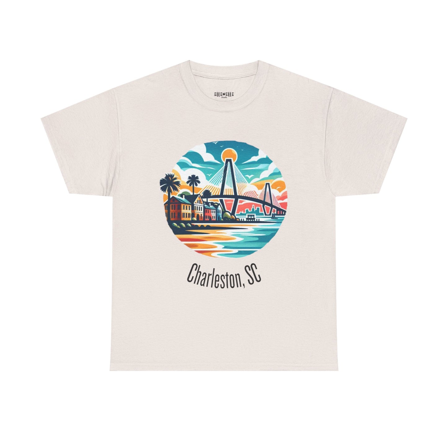 Charleston SC Unisex Heavy Cotton Tee, Beach Vibes Shirt, Casual Wear, Travel Souvenir, Retro Graphic T-shirt, Gift for Him/Her