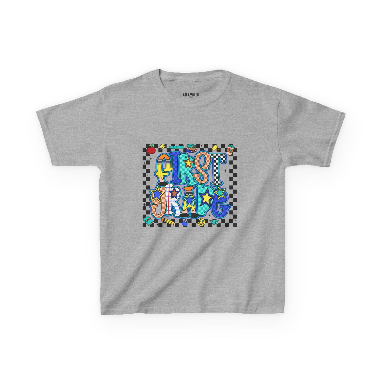 First Grade T‑Shirt — Checkerboard Back-to-School Tee