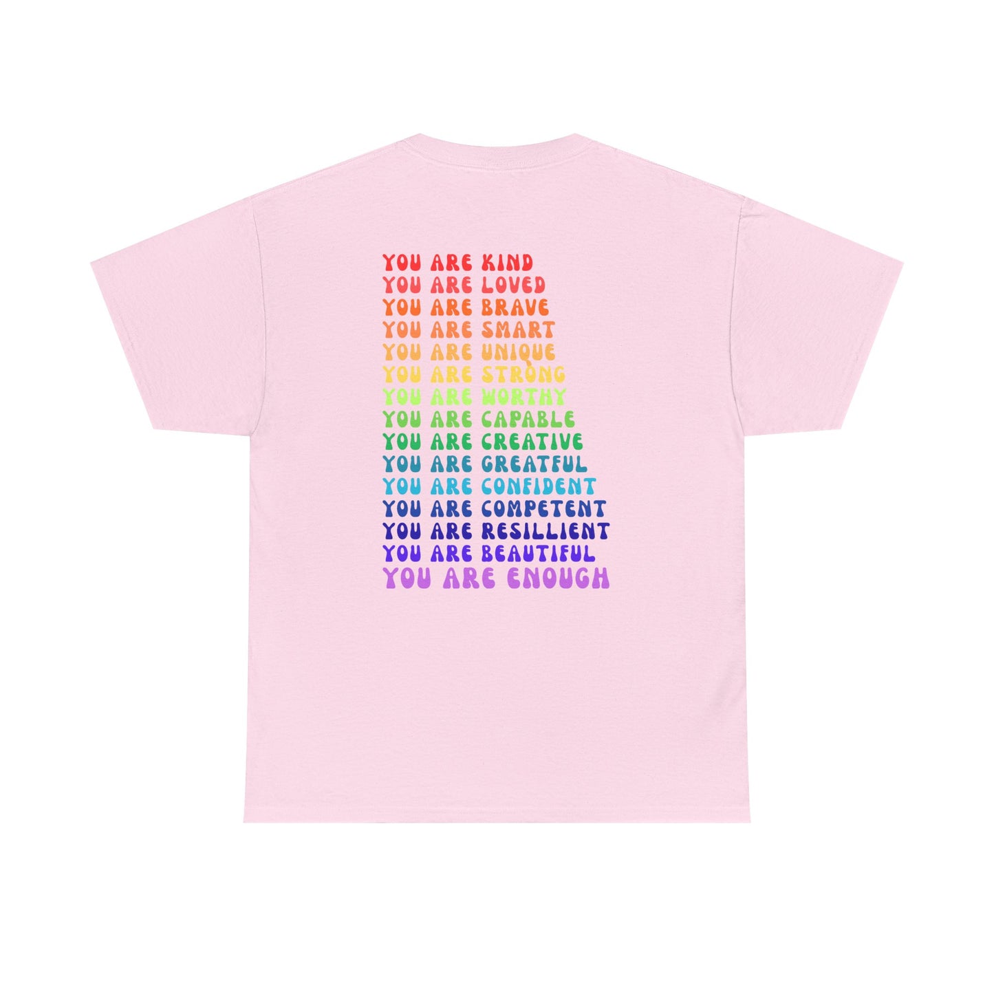 Colorful You Are Enough Empowering Unisex Heavy Cotton Tee, Self-Love T-Shirt, Affirmation Apparel, Gift for Friends, Motivational Clothing