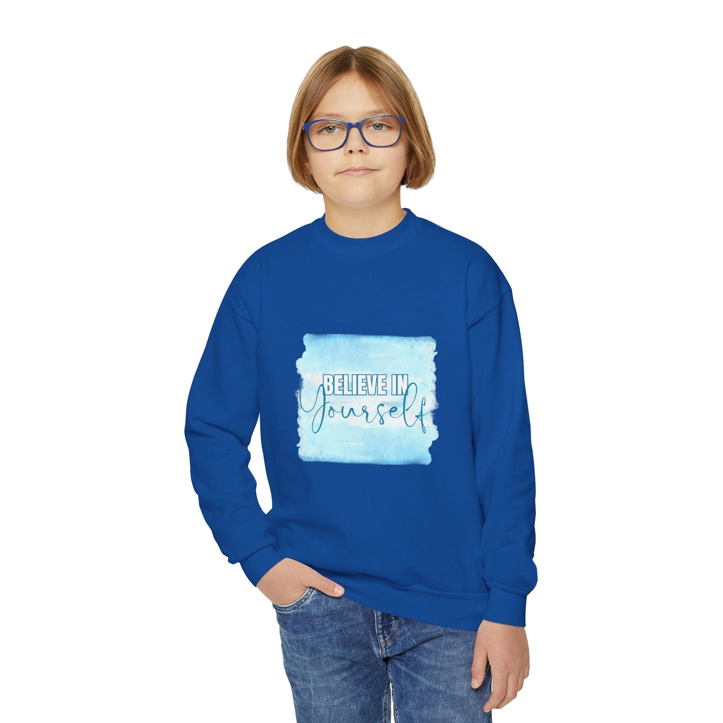 Believe in Yourself Empowering Youth Crewneck Sweatshirt, Inspirational Apparel, Affirmation Gift, Motivational Sweatshirt, Positive Vibes Clothing