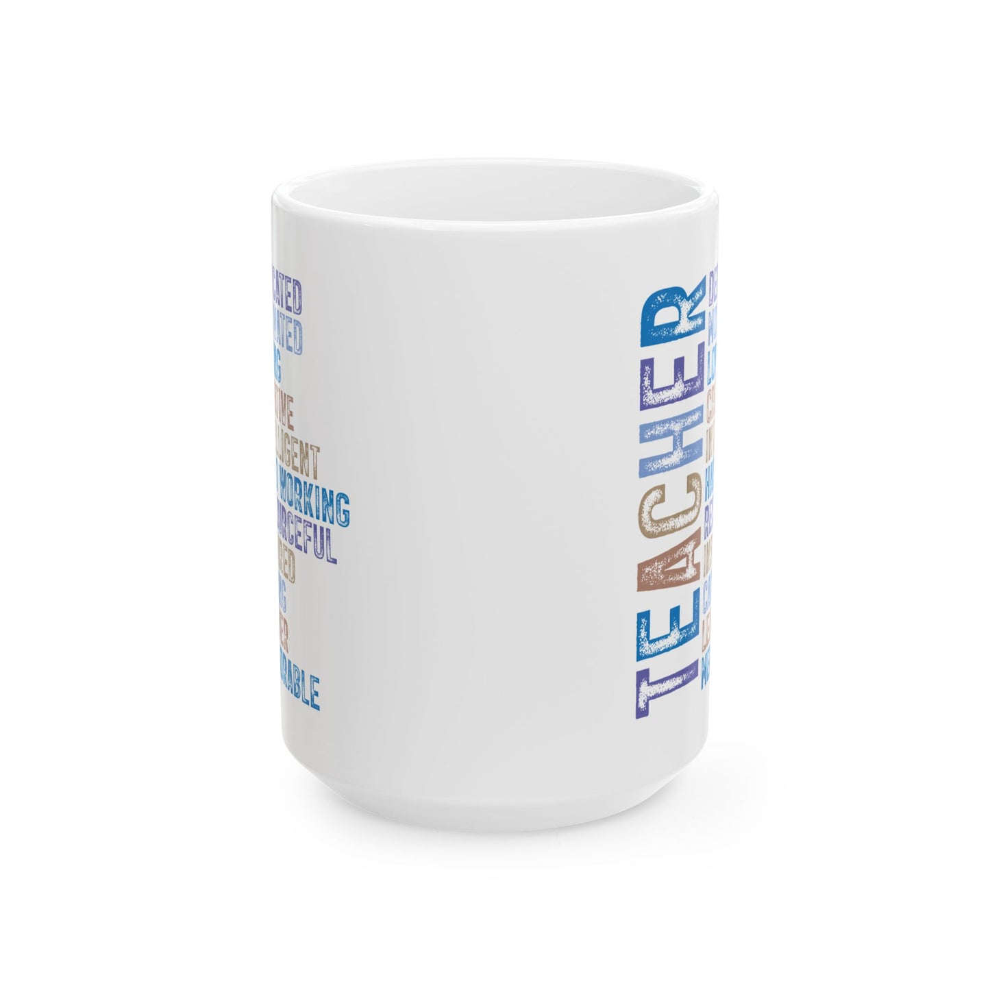 Blue Teacher Ceramic Mug — "Teacher" Vertical Design, Appreciation Gift for Educators (11oz, 15oz)