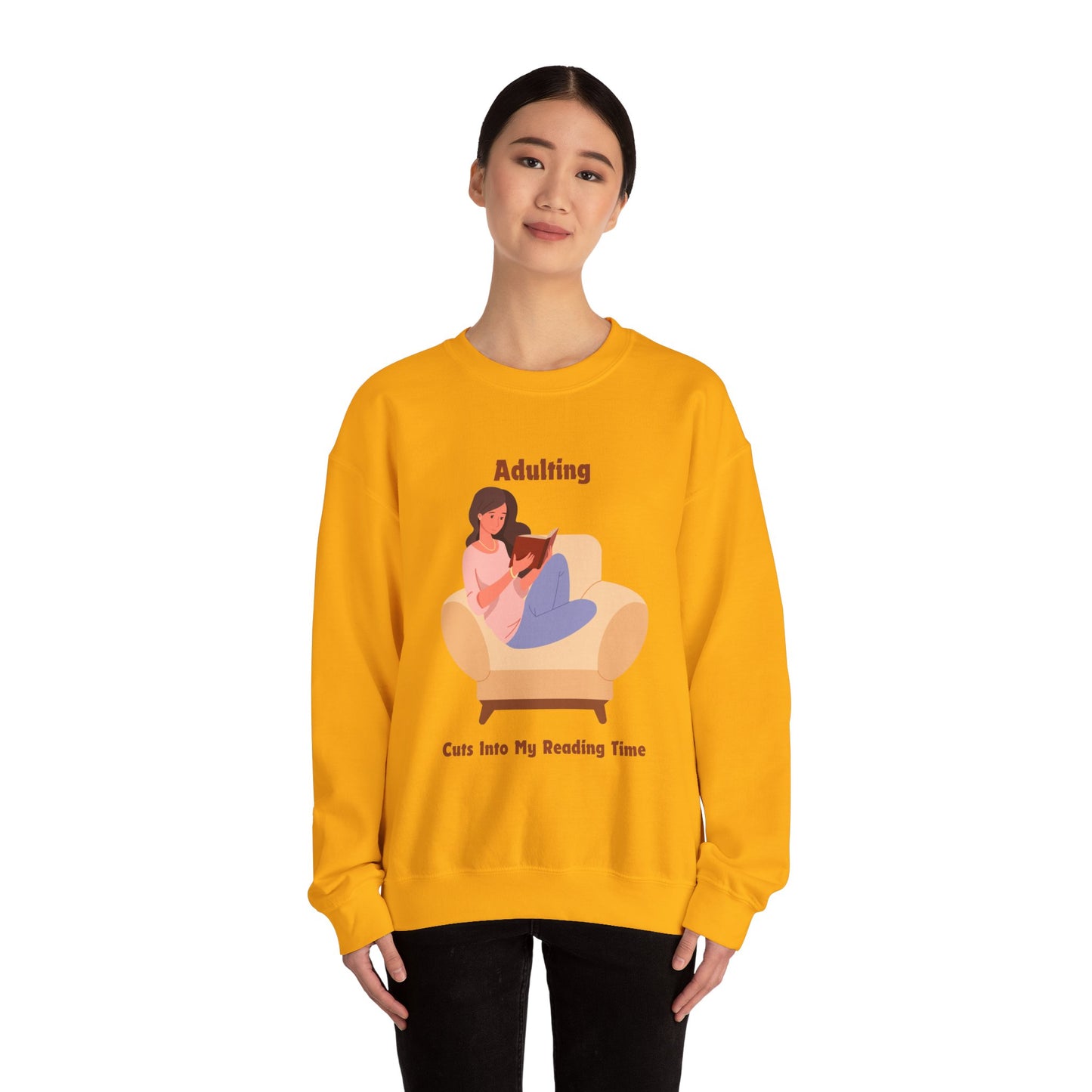 Adulting Cuts into My Reading Time Sweatshirt, Perfect Gift for Book Lovers, Literary Apparel, Cozy Reading Gift, Cute Bookworm Crewneck