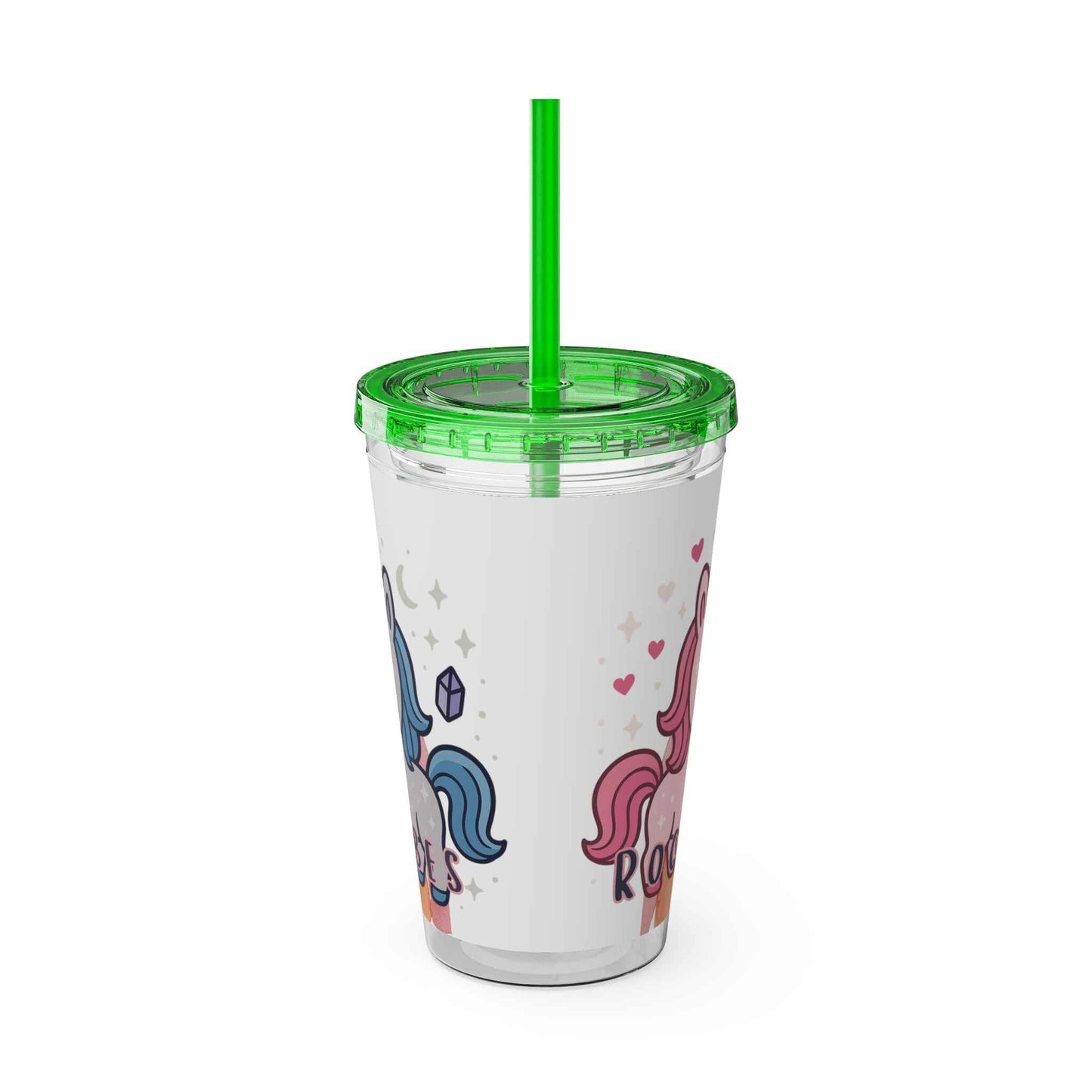 Tumbler Sunsplash Unicorn,  16oz Cup with Straw, Ideal for Kids, Rocking Good Vibes