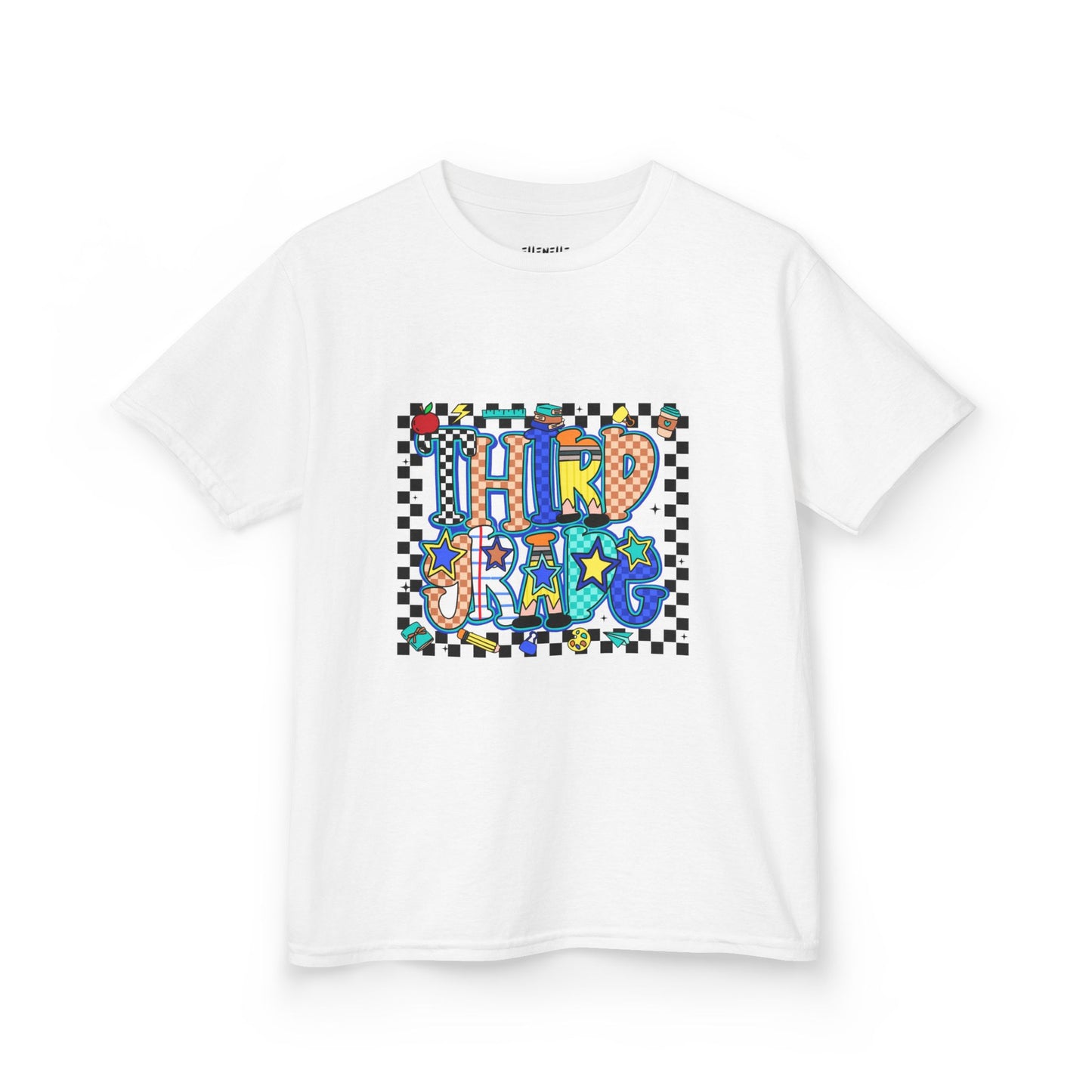 Third Grade T‑Shirt — Checkerboard Back-to-School Tee