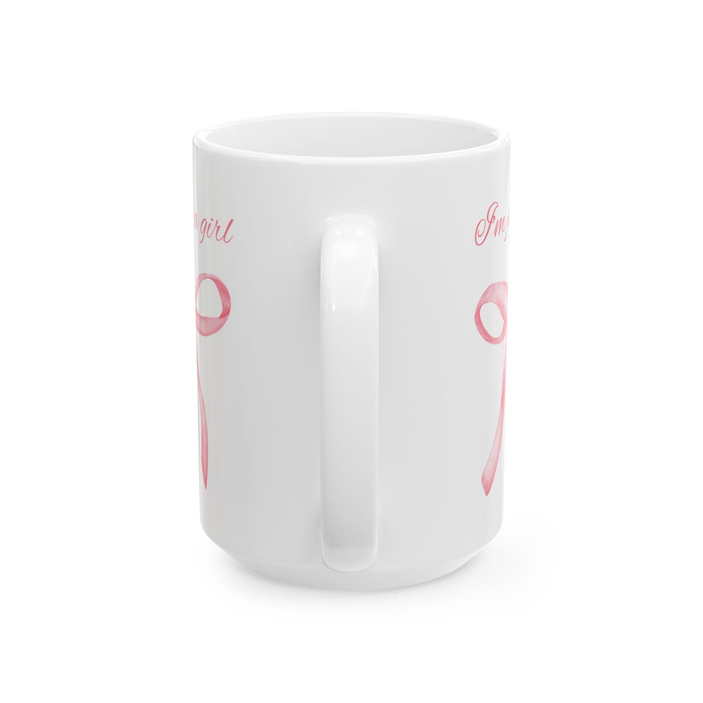 I'm Just a Girl, Pink Bow Mug, Pink Bow Lover Ceramic Mug, 11oz, 15oz
