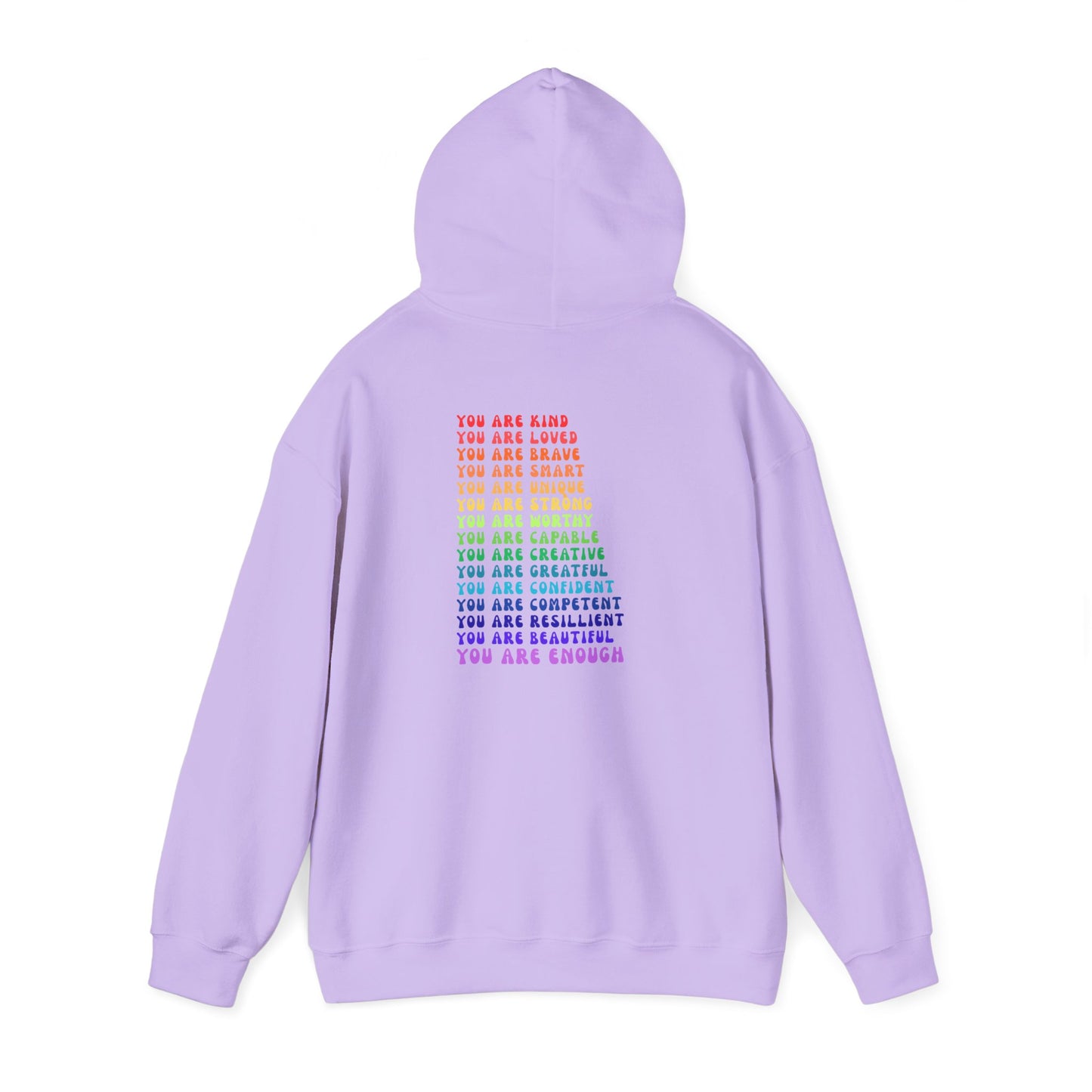 Colorful You Are Enough Motivational Hoodie, Unisex Sweatshirt, Casual Comfort Wear, Gift for Teens, Inspirational Clothing, Everyday Hoodie