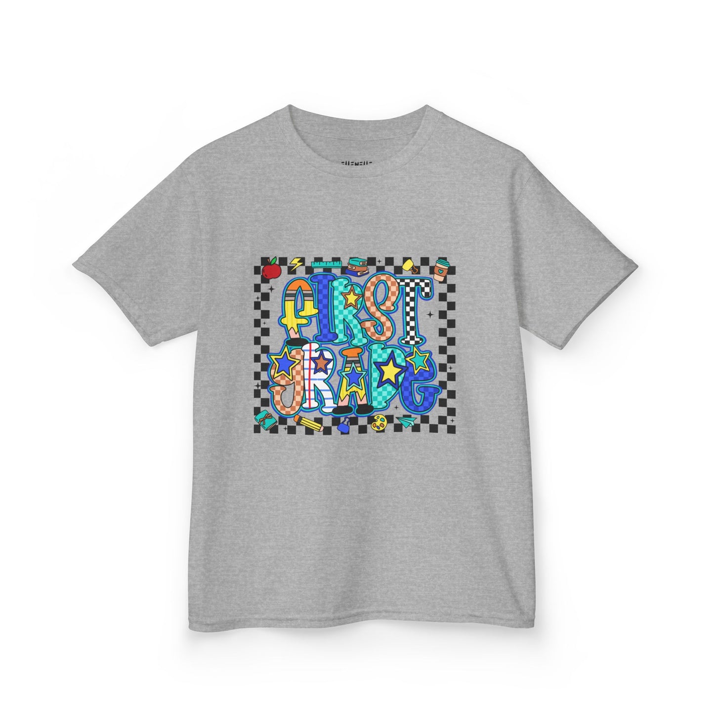 First Grade T‑Shirt — Checkerboard Back-to-School Tee