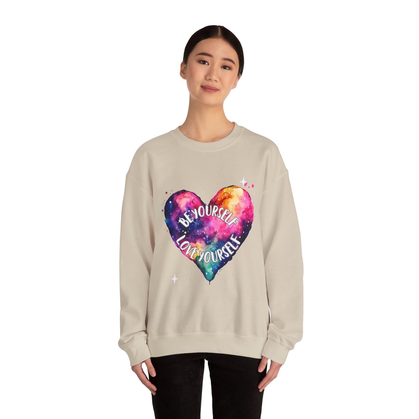 Be Yourself Love Yourself Empowering Unisex Crewneck Sweatshirt, Affirmation Apparel, Motivational Gift, Cozy Self-Care Clothing, Inspirational Wear
