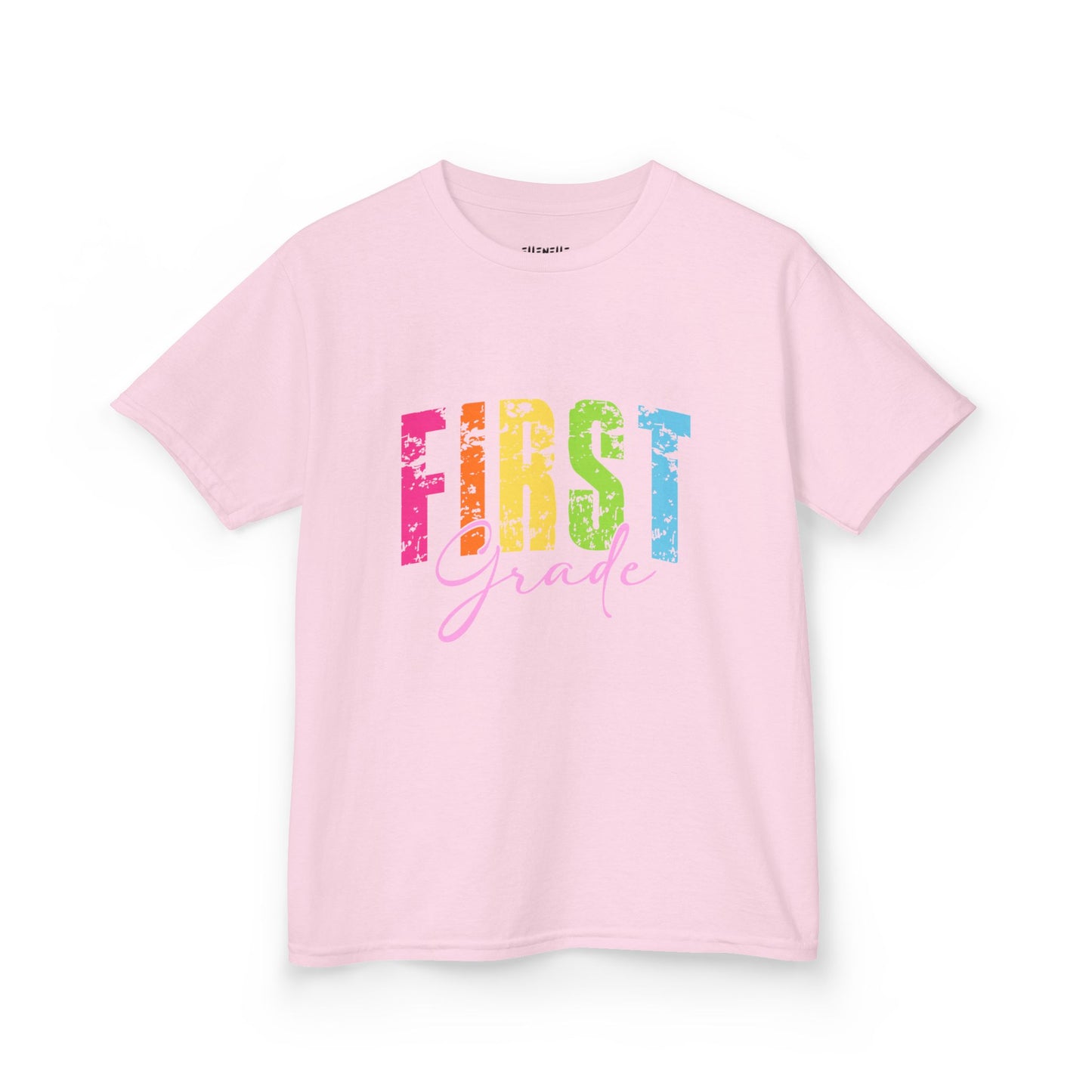 Distressed First Grade T‑Shirt — Bright Back-to-School Tee