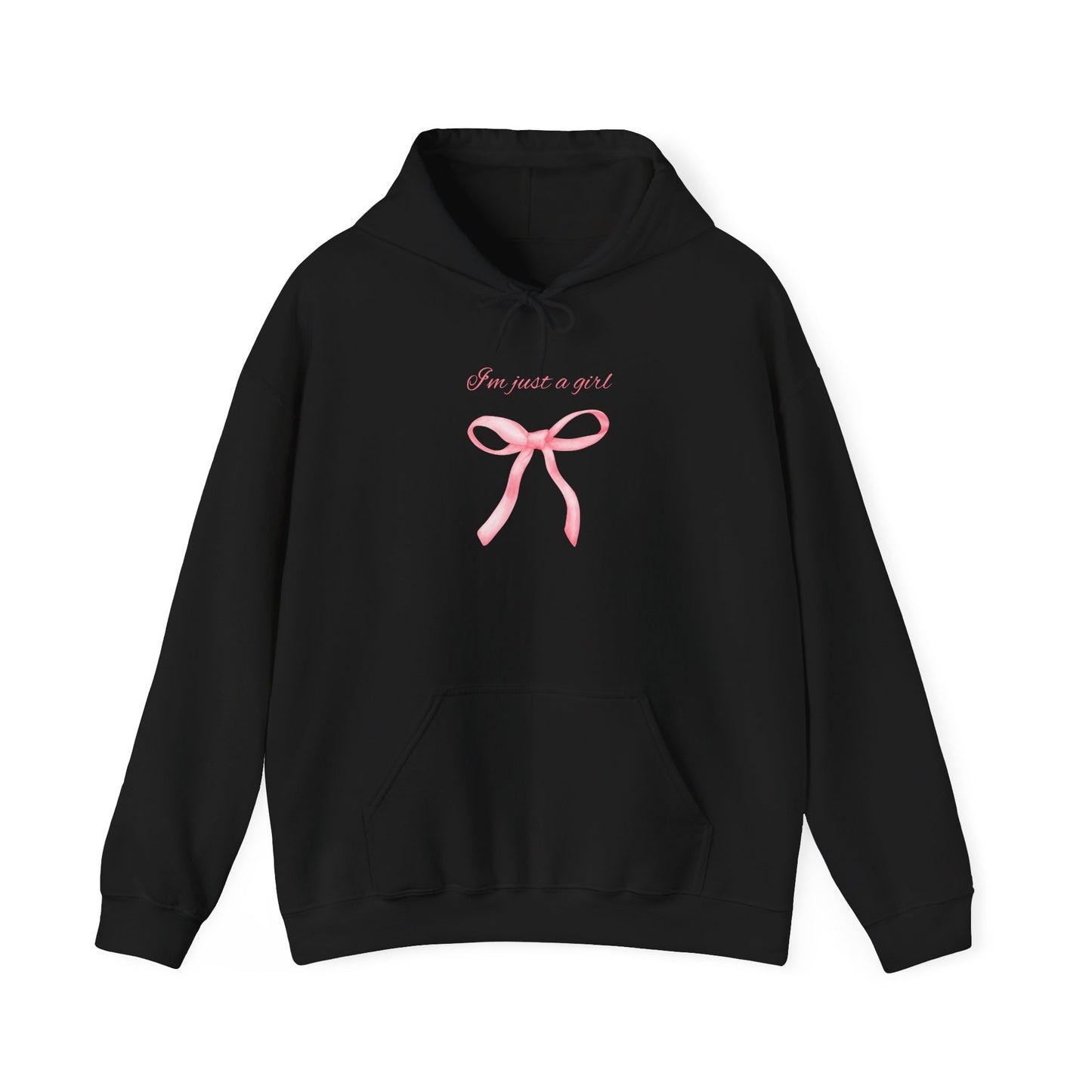 I'm Just a Girl, Pink Bow Sweatshirt Hooded Sweatshirt, Cozy Hoodie, Perfect Gift for Pink Bow Lovers