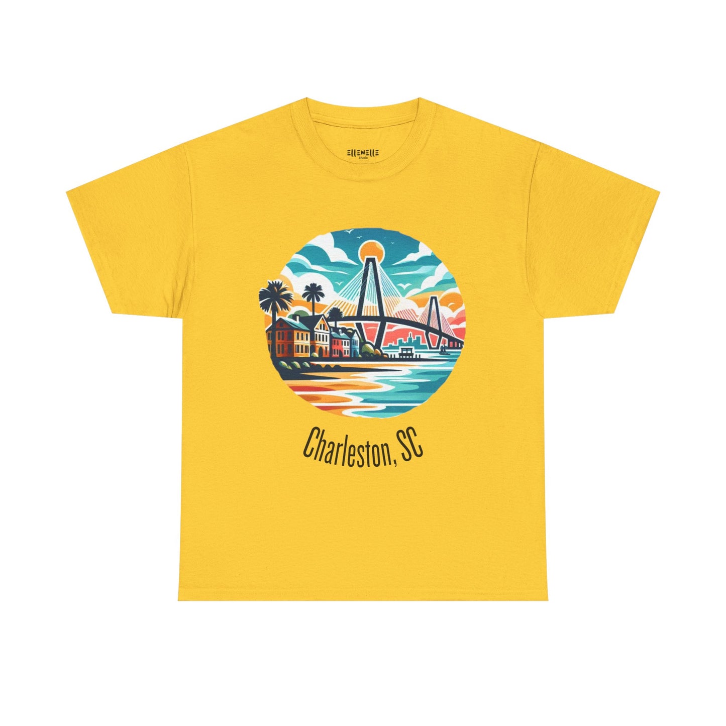 Charleston SC Unisex Heavy Cotton Tee, Beach Vibes Shirt, Casual Wear, Travel Souvenir, Retro Graphic T-shirt, Gift for Him/Her