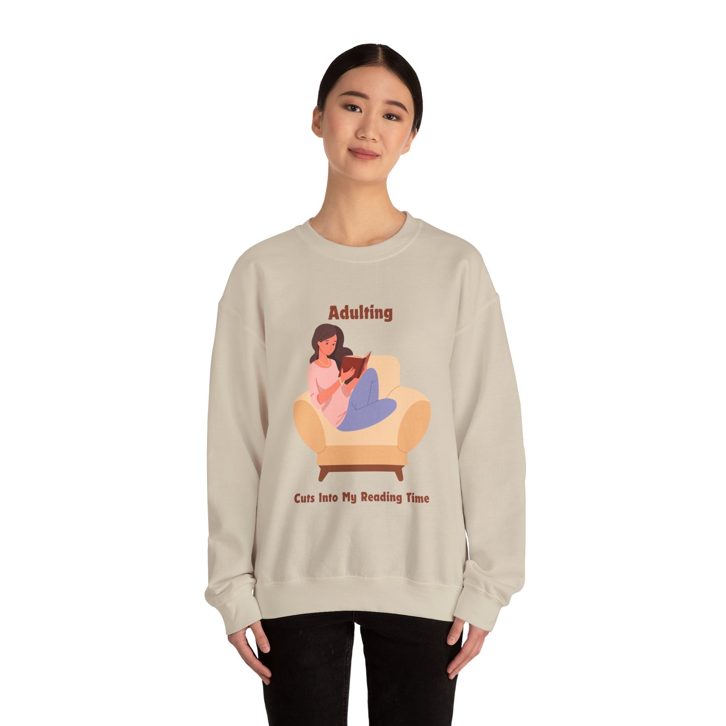 Adulting Cuts into My Reading Time Sweatshirt, Perfect Gift for Book Lovers, Literary Apparel, Cozy Reading Gift, Cute Bookworm Crewneck