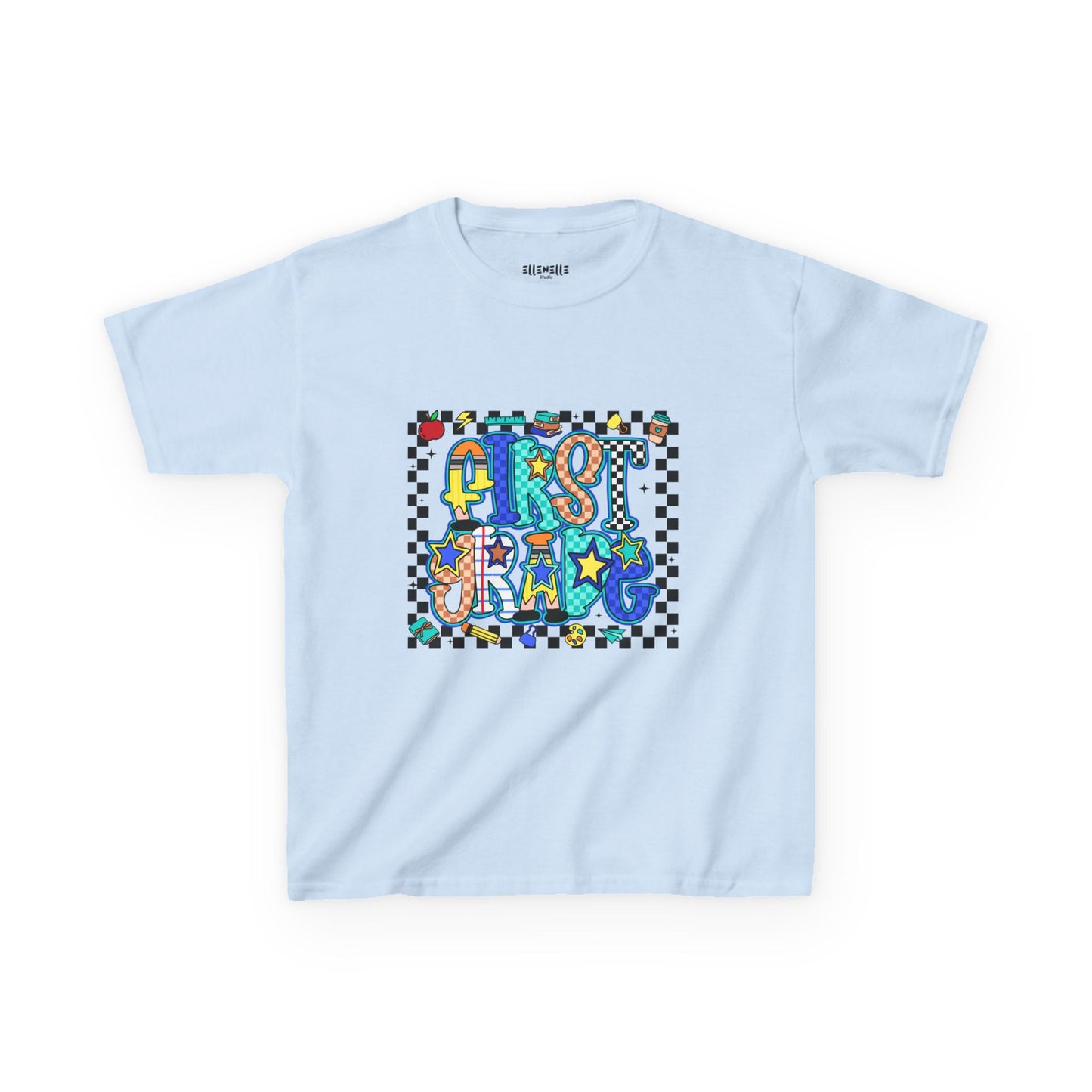 First Grade T‑Shirt — Checkerboard Back-to-School Tee