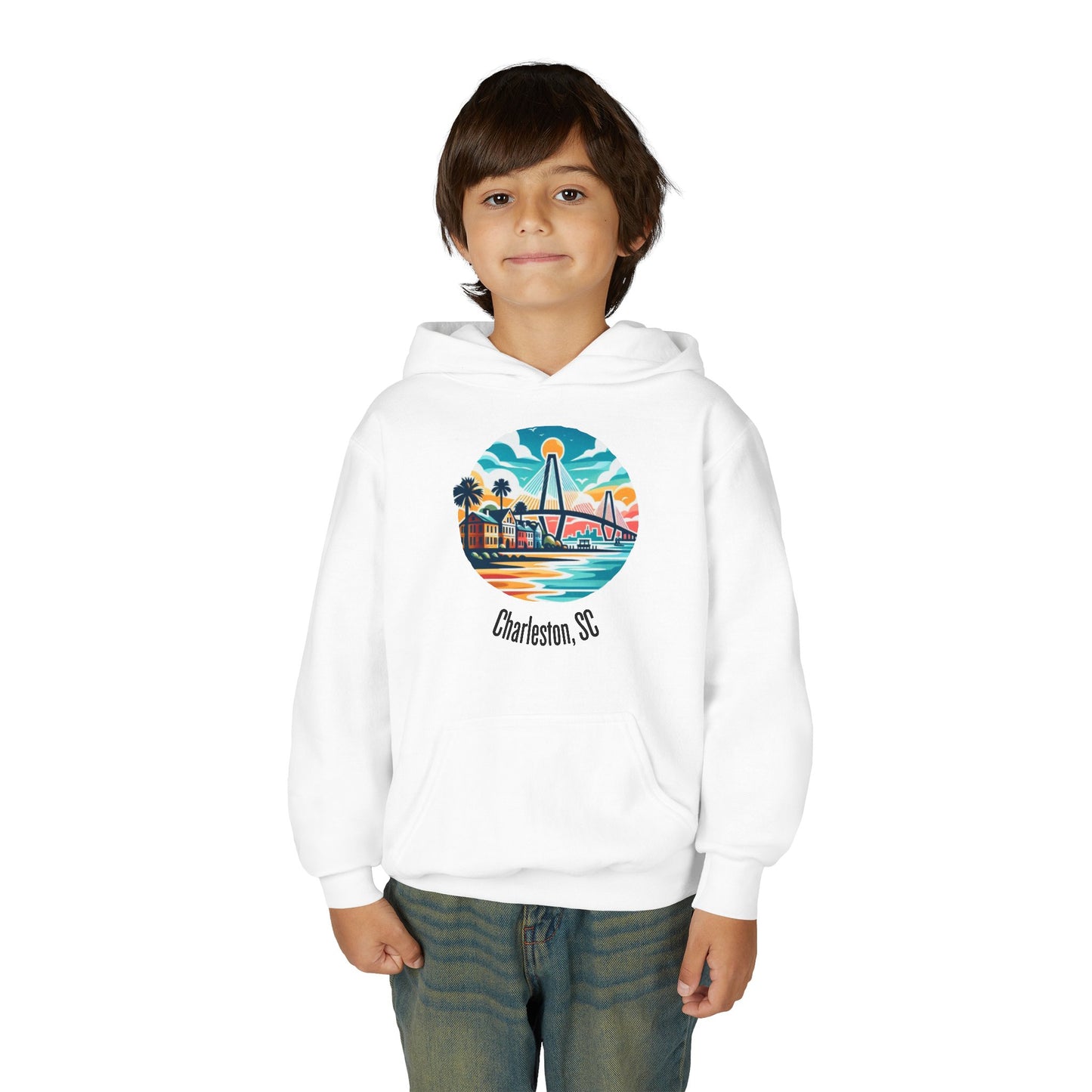 Charleston SC Youth Hoodie, Beachy Sweatshirt, Kids Summer Apparel, Travel Souvenir, Gift for Young Explorers