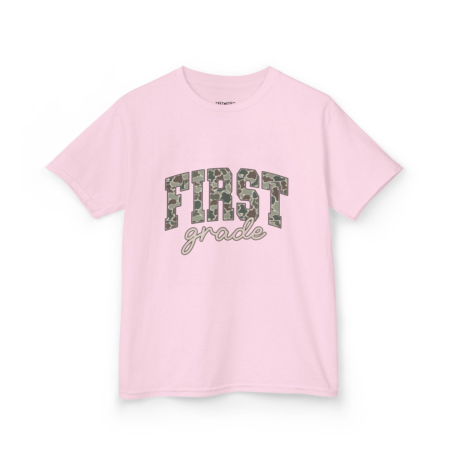 Camo First Grade T‑Shirt — Neutral Back-to-School Tee