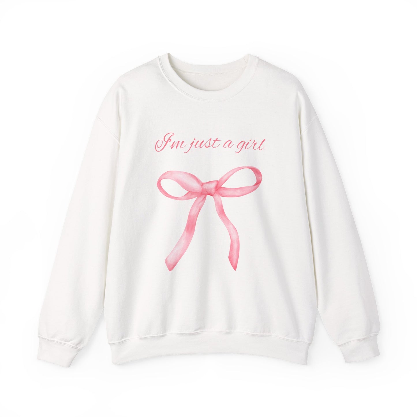 I'm Just a Girl, Pink Bow Sweatshirt, Cozy Sweatshirt, Perfect Gift for Pink Bow Lovers, Crewneck