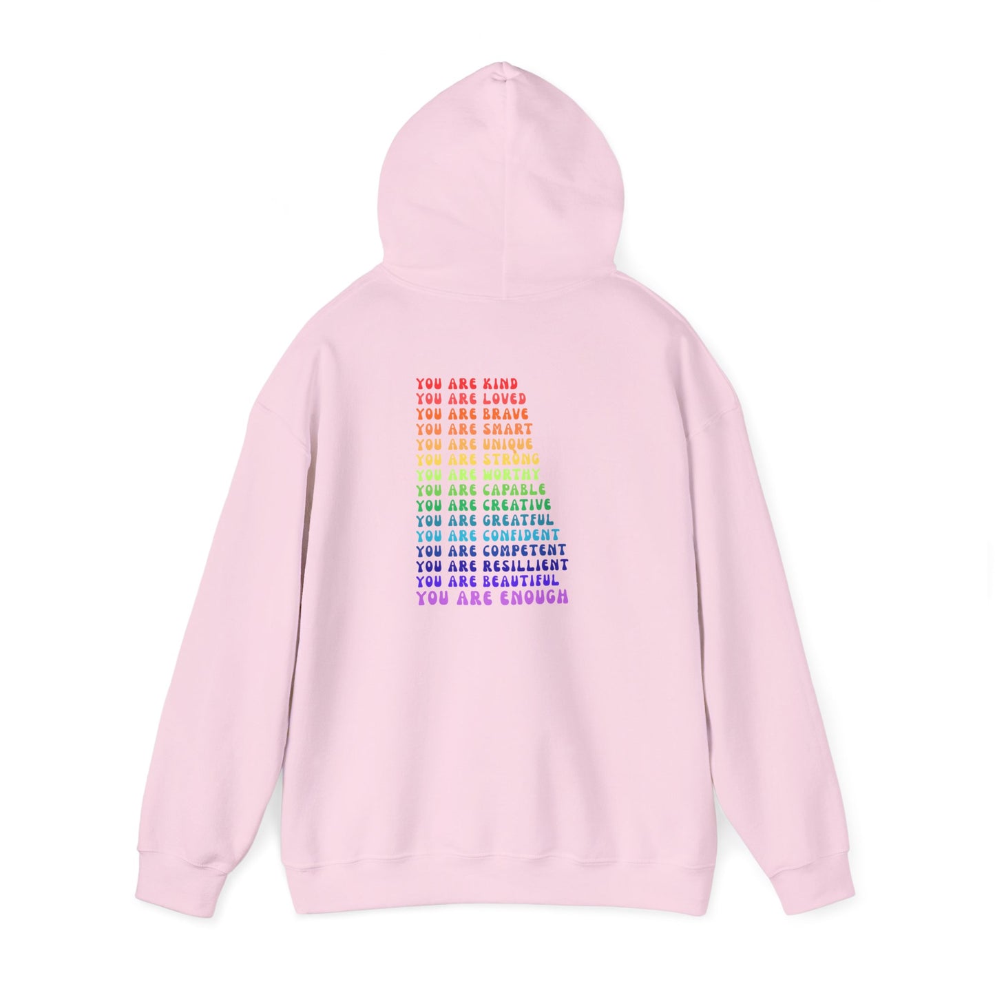 Colorful You Are Enough Motivational Hoodie, Unisex Sweatshirt, Casual Comfort Wear, Gift for Teens, Inspirational Clothing, Everyday Hoodie