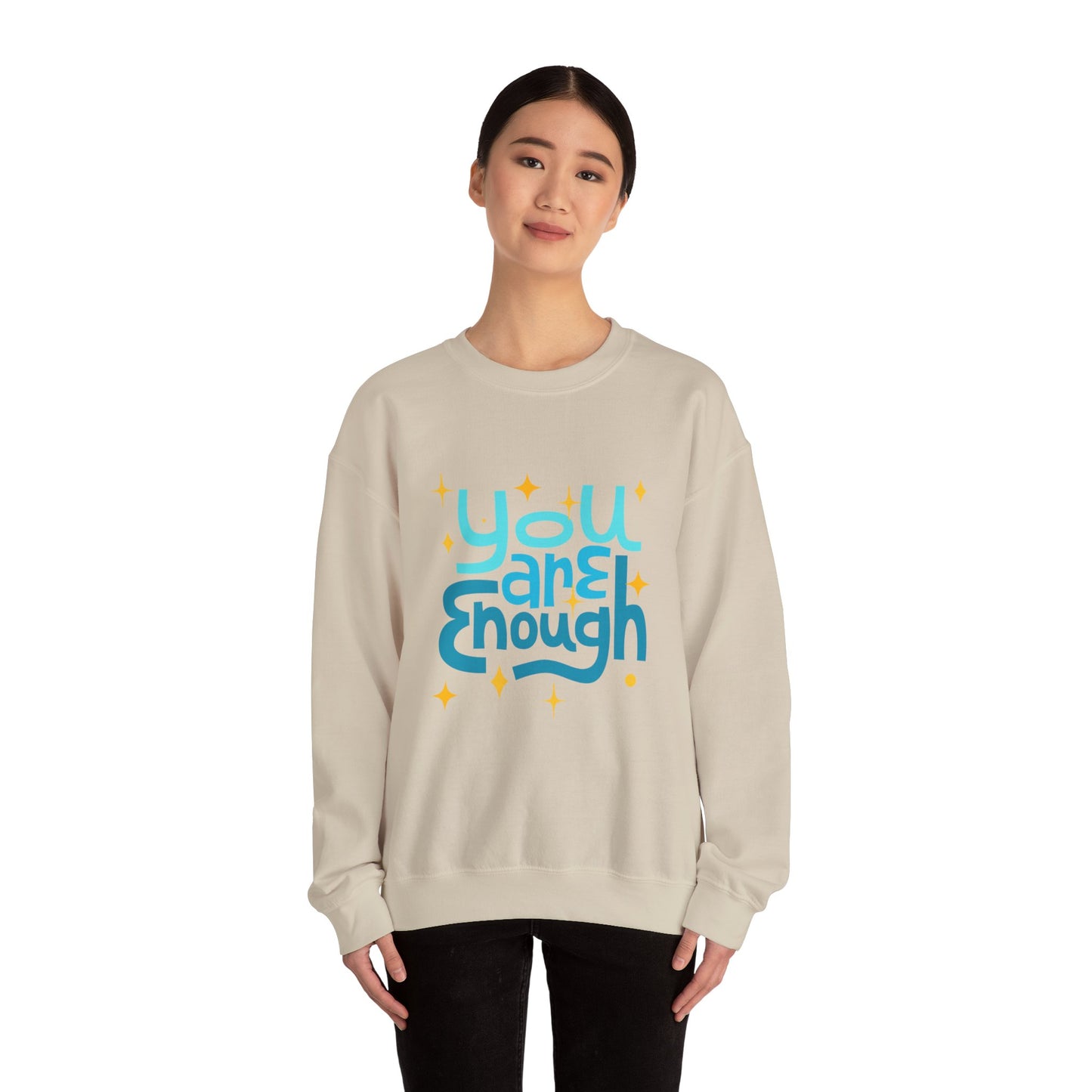 You Are Enough Empowering Unisex Crewneck Sweatshirt, Affirmation Apparel, Motivational Gift, Cozy Self-Care Clothing, Inspirational Wear