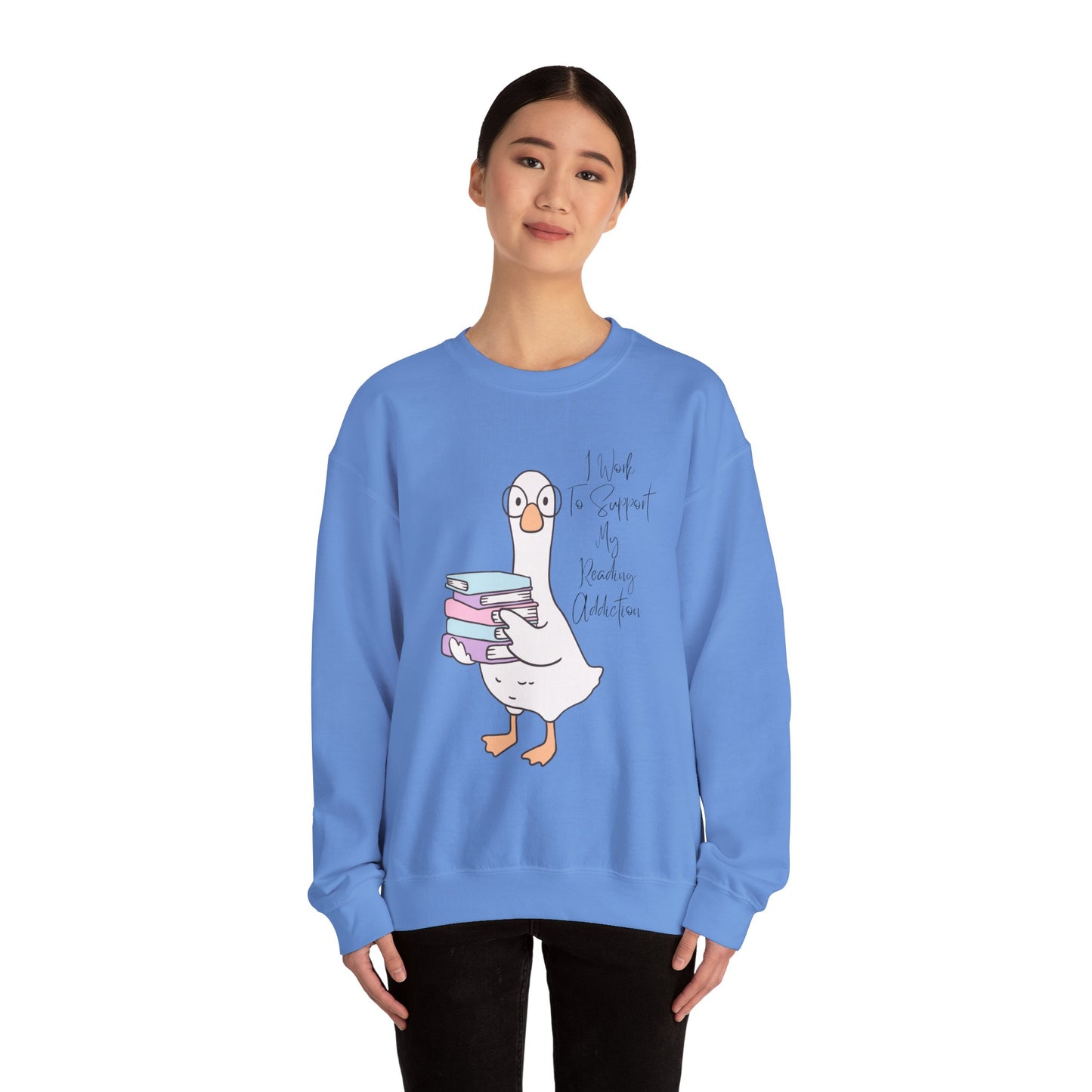 I Work to Support My Reading Addiction Sweatshirt, Perfect Gift for Book Lovers, Literary Apparel, Cozy Reading Gift, Cute Bookworm Crewneck