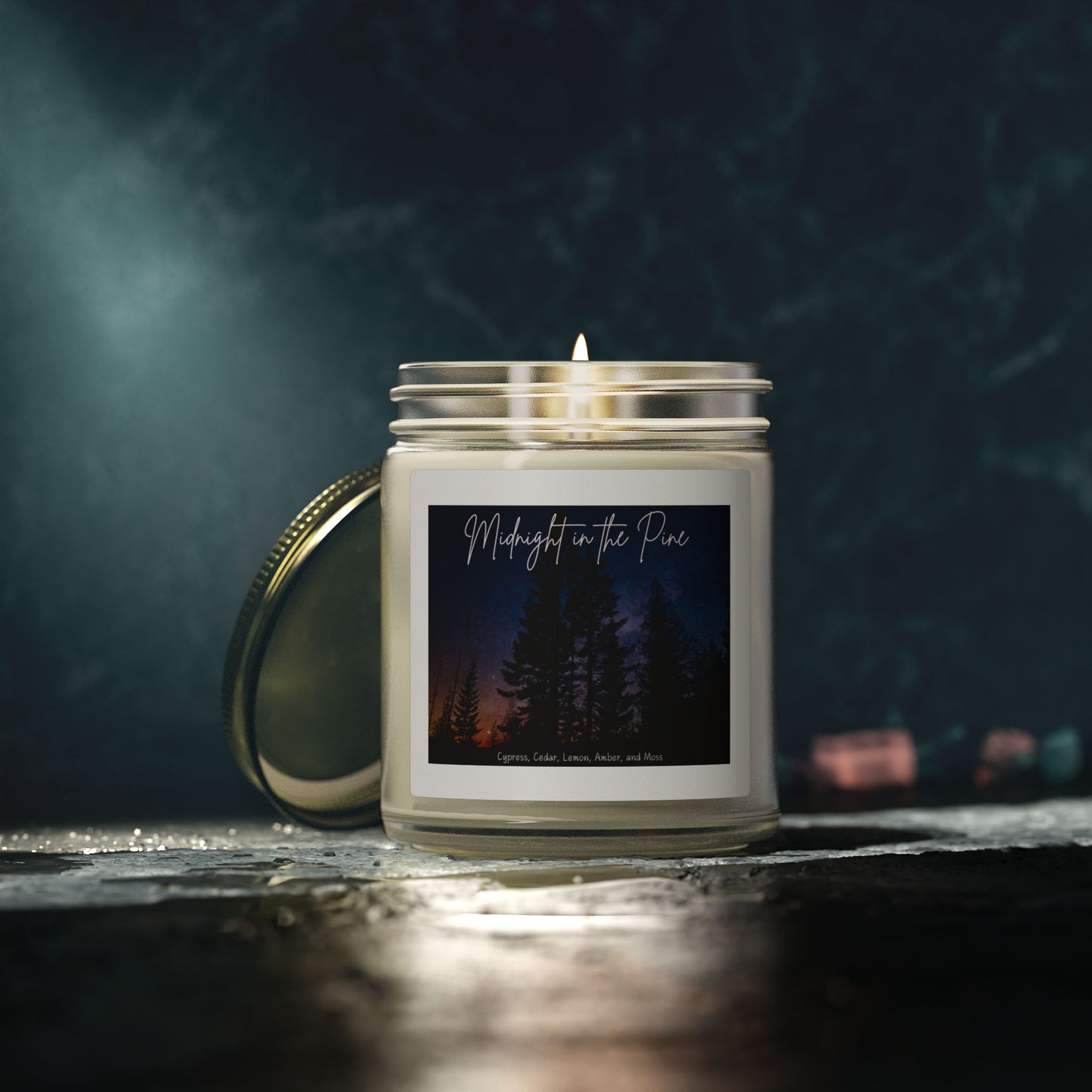Midnight in the Pines Scented Candle - Coconut Apricot Wax  9