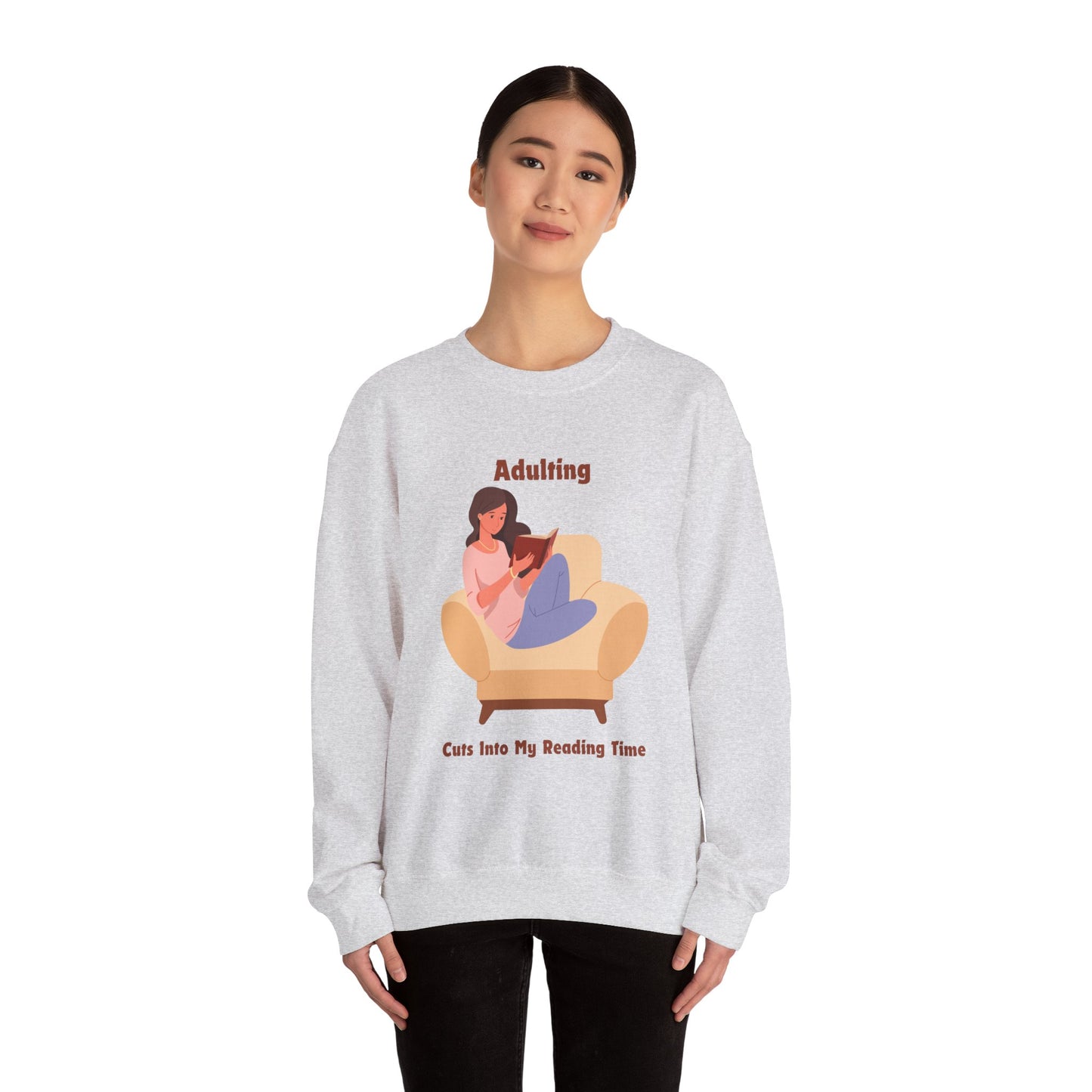 Adulting Cuts into My Reading Time Sweatshirt, Perfect Gift for Book Lovers, Literary Apparel, Cozy Reading Gift, Cute Bookworm Crewneck