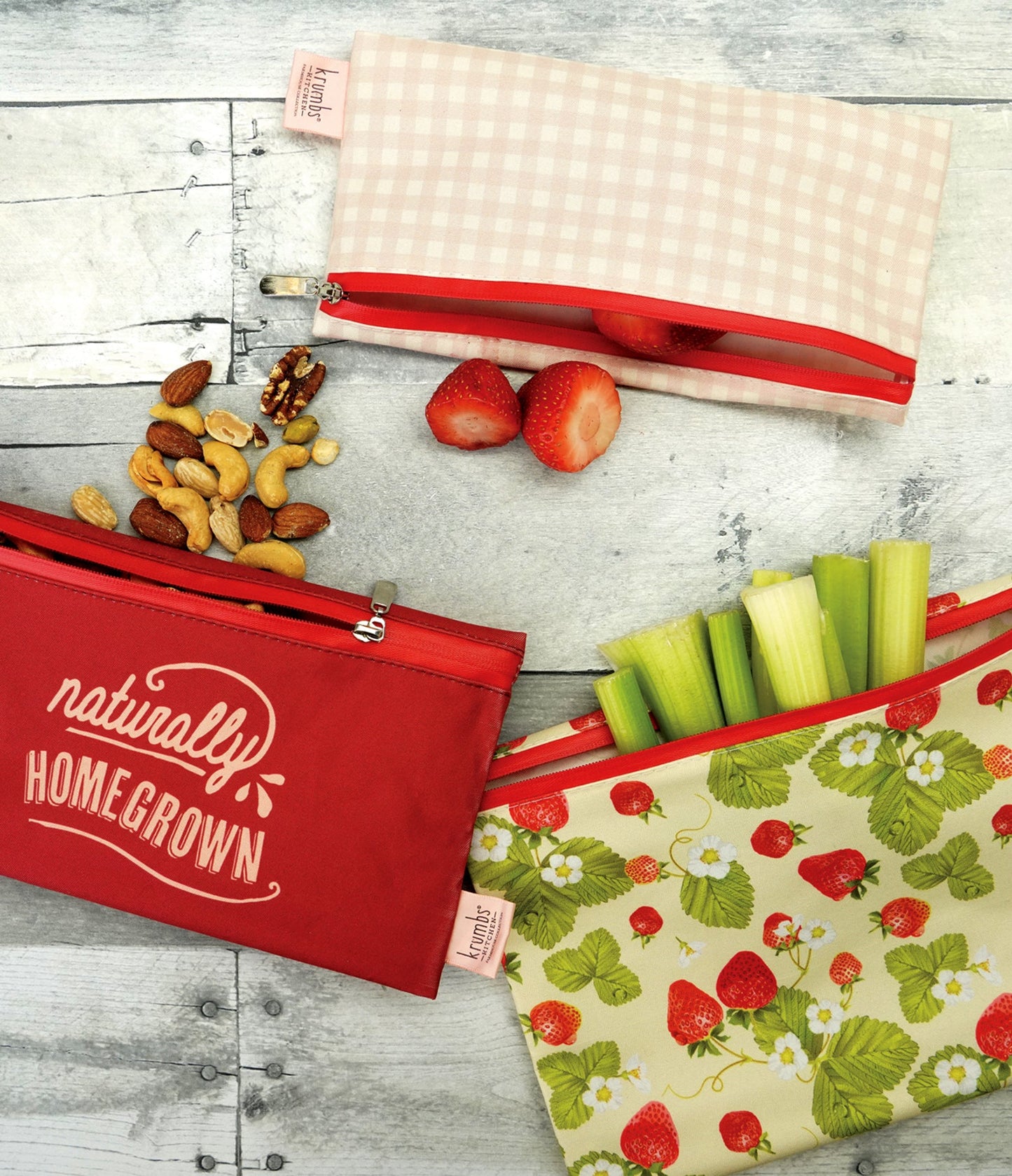 Krumbs Kitchen® Farmhouse Fresh Zips Reusable Storage Bags (3-Pack)