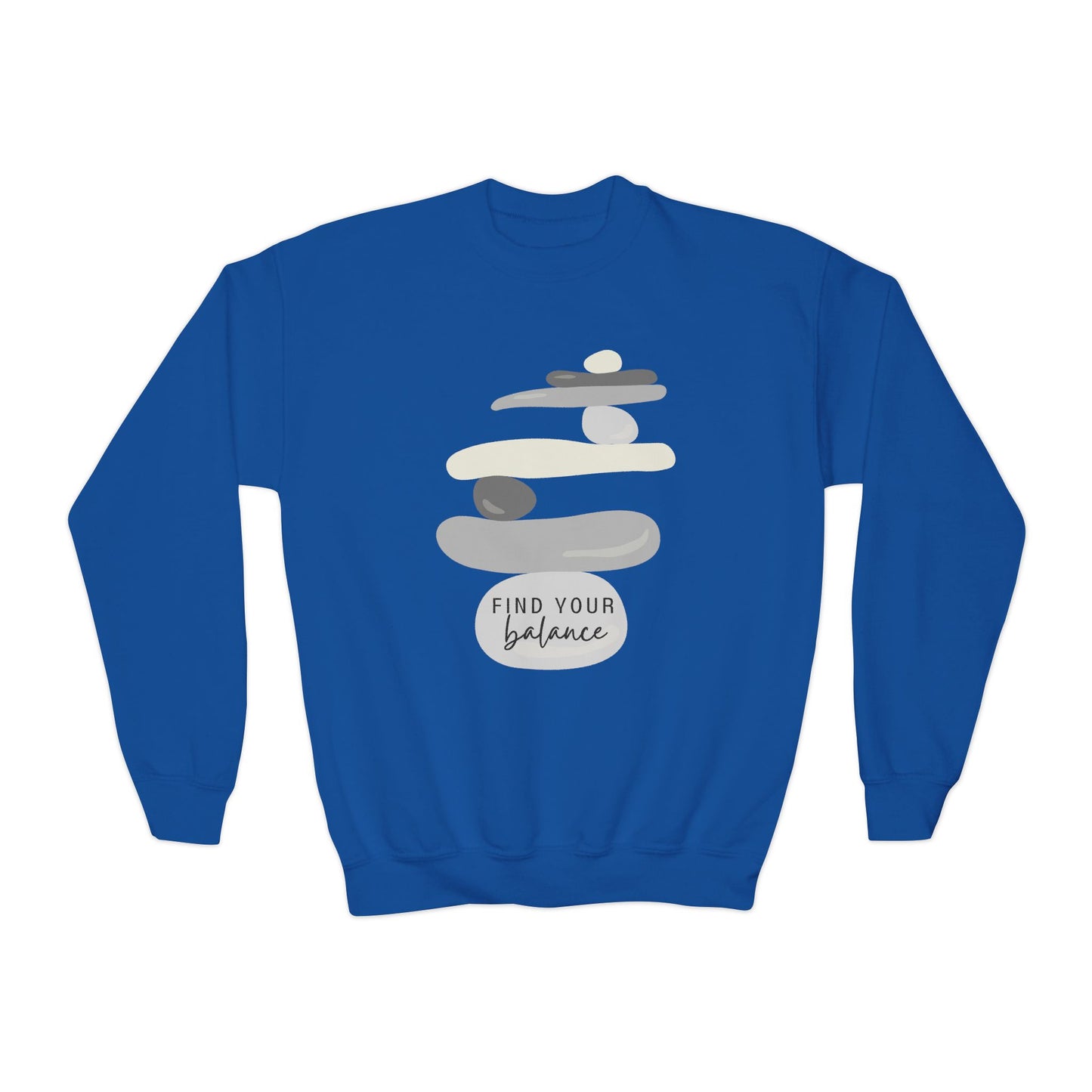 Find Your Balance Empowering Youth Crewneck Sweatshirt, Inspirational Apparel, Affirmation Gift, Motivational Sweatshirt, Positive Vibes Clothing