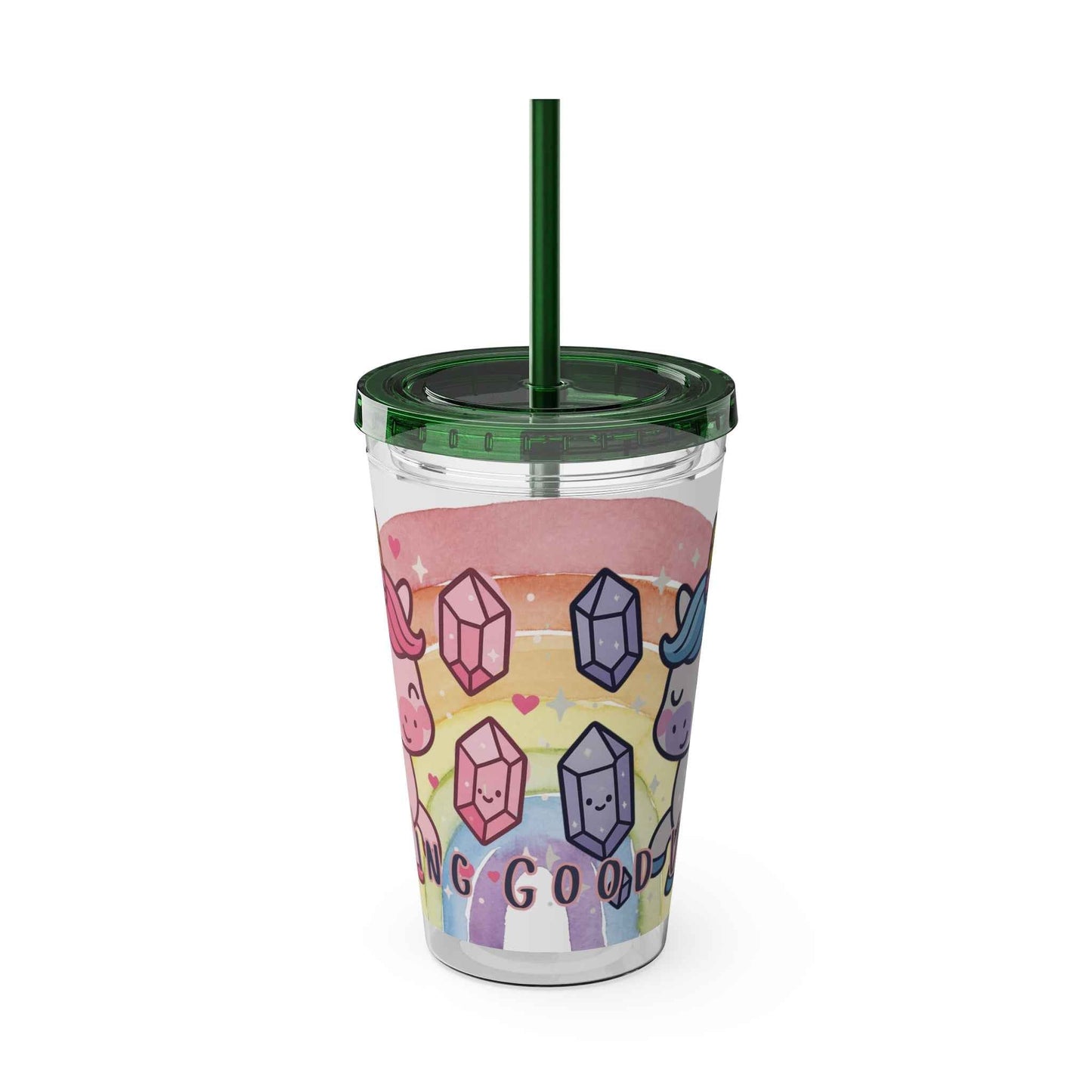 Tumbler Sunsplash Unicorn,  16oz Cup with Straw, Ideal for Kids, Rocking Good Vibes