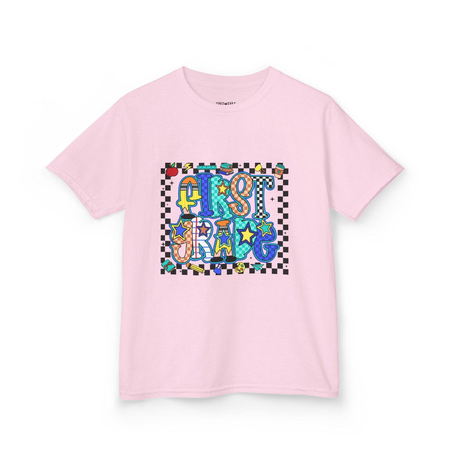 First Grade T‑Shirt — Checkerboard Back-to-School Tee