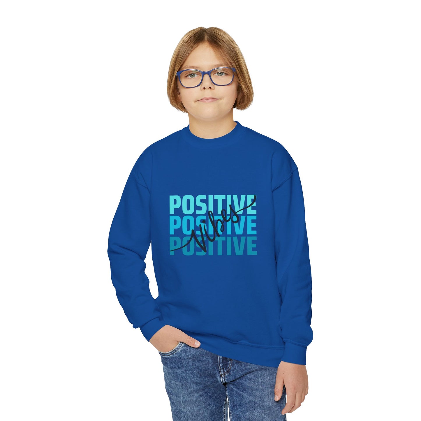 Positive Vibes Empowering Youth Crewneck Sweatshirt, Inspirational Apparel, Affirmation Gift, Motivational Sweatshirt, Positive Vibes Clothing