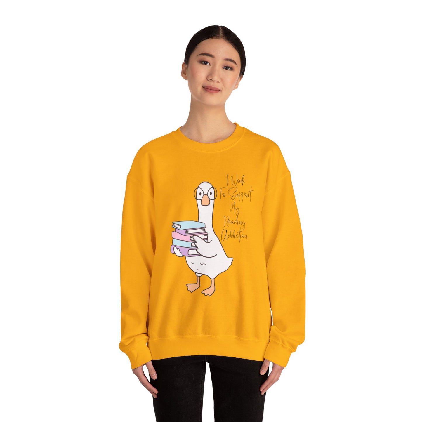 I Work to Support My Reading Addiction Sweatshirt, Perfect Gift for Book Lovers, Literary Apparel, Cozy Reading Gift, Cute Bookworm Crewneck