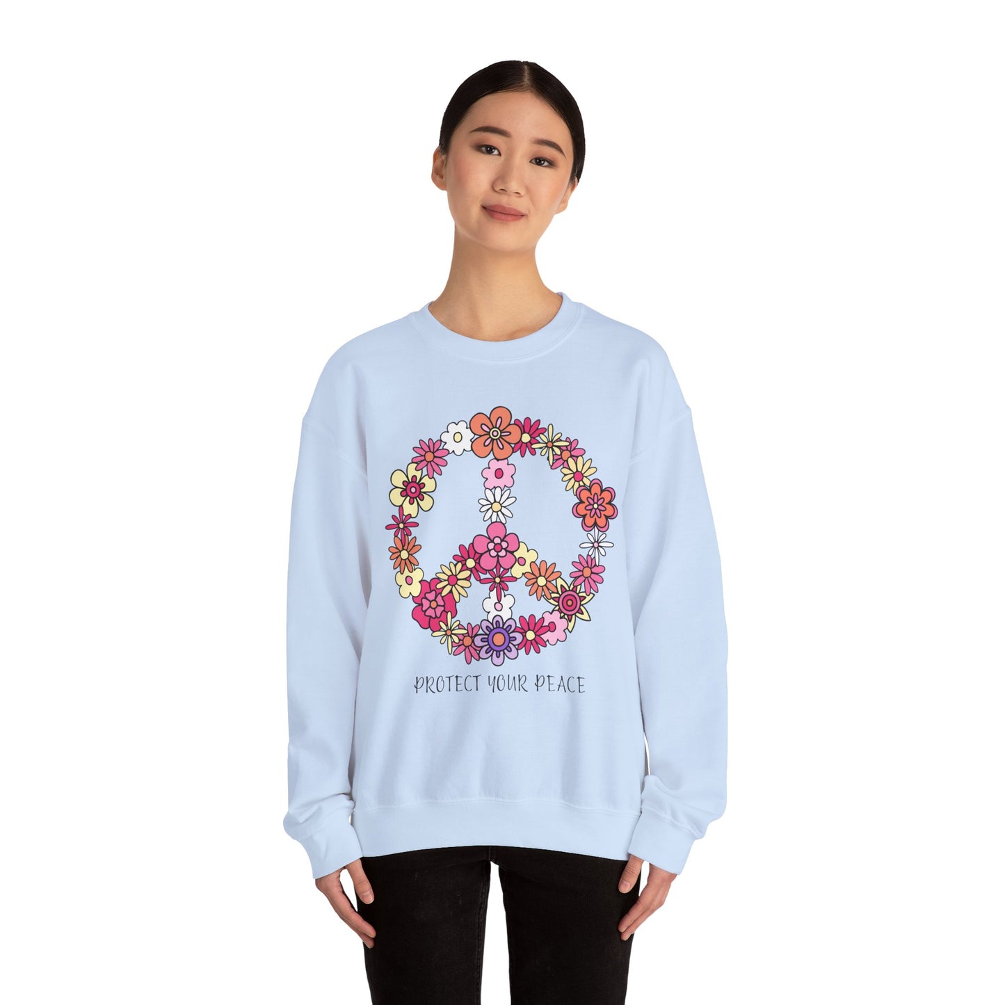 Protect Your Peace Empowering Unisex Crewneck Sweatshirt, Affirmation Apparel, Motivational Gift, Cozy Self-Care Clothing, Inspirational Wear