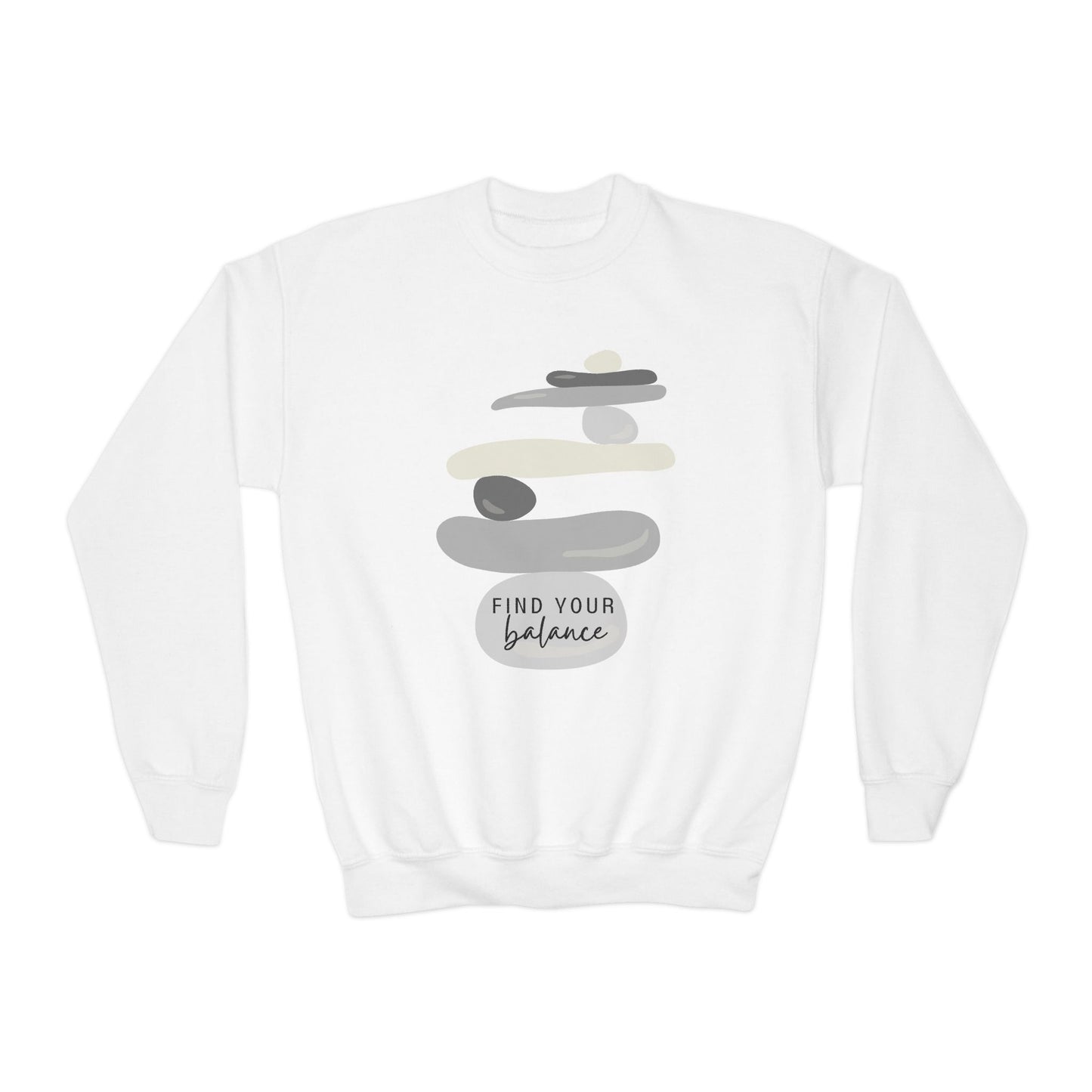 Find Your Balance Empowering Youth Crewneck Sweatshirt, Inspirational Apparel, Affirmation Gift, Motivational Sweatshirt, Positive Vibes Clothing