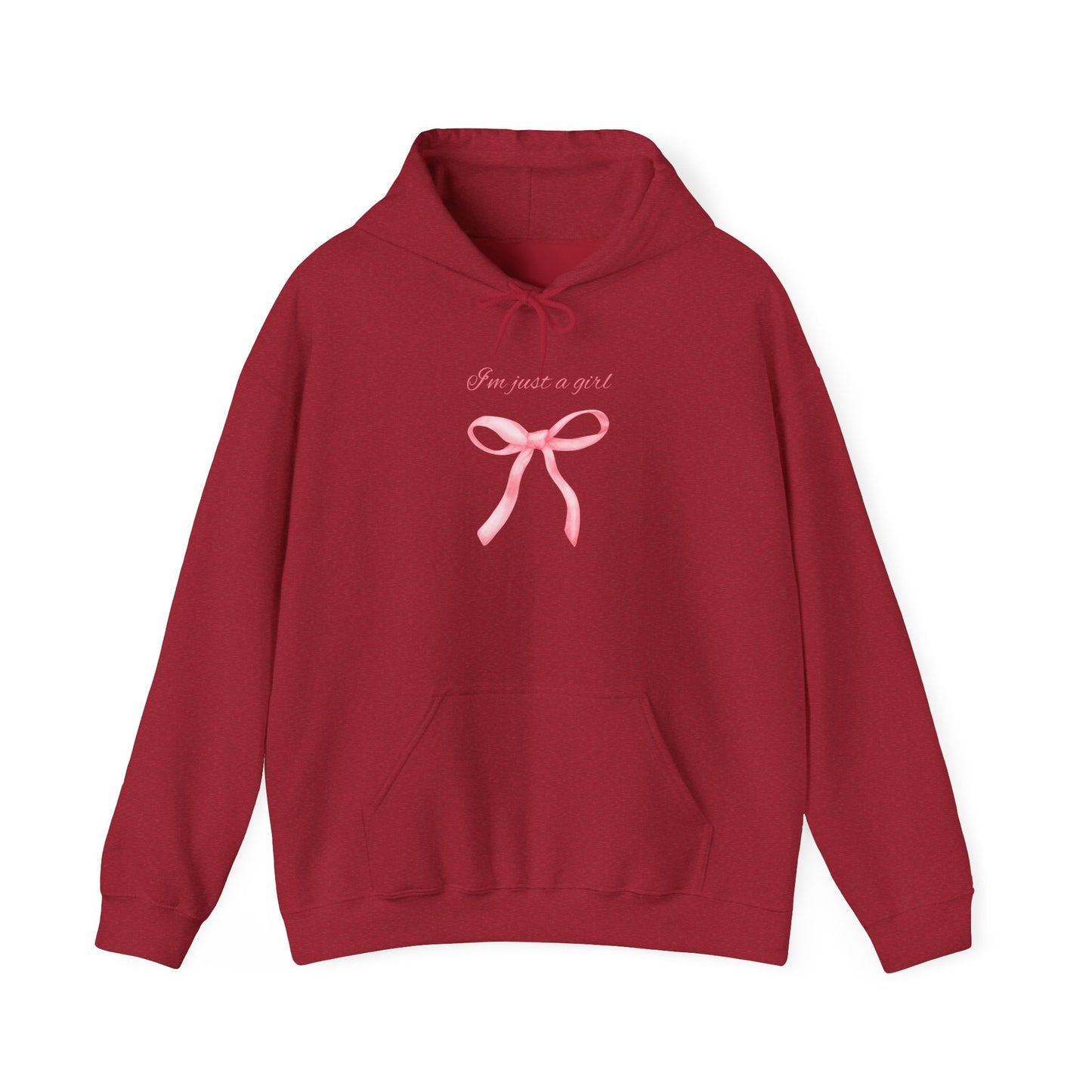 I'm Just a Girl, Pink Bow Sweatshirt Hooded Sweatshirt, Cozy Hoodie, Perfect Gift for Pink Bow Lovers