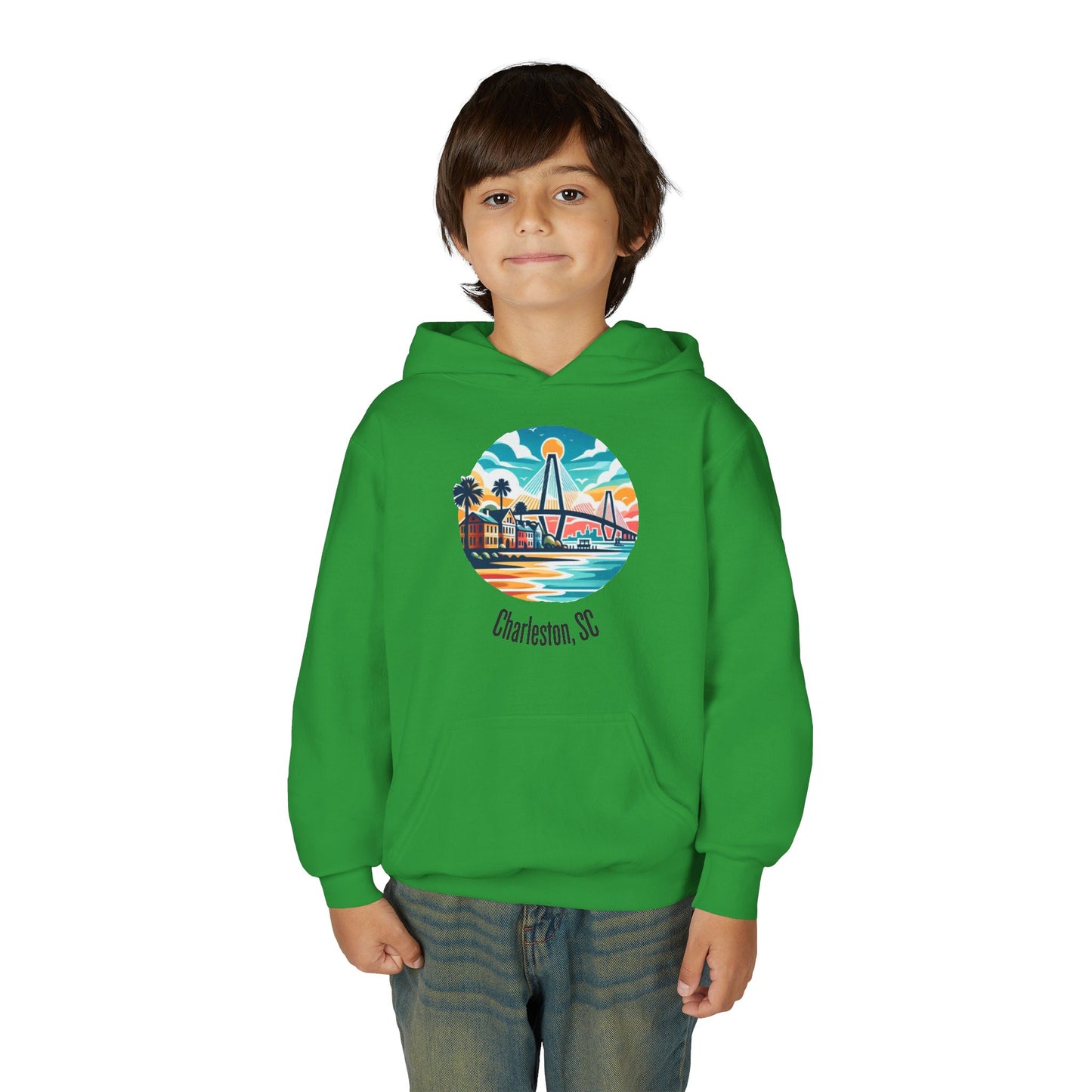 Charleston SC Youth Hoodie, Beachy Sweatshirt, Kids Summer Apparel, Travel Souvenir, Gift for Young Explorers